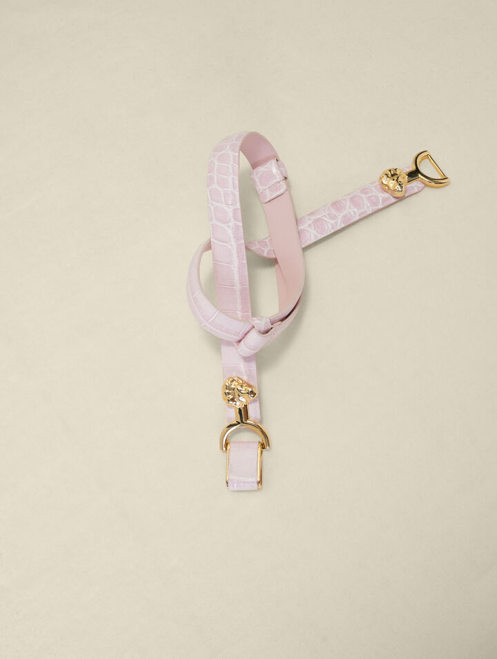 Ceinture fine en cuir à mors lion