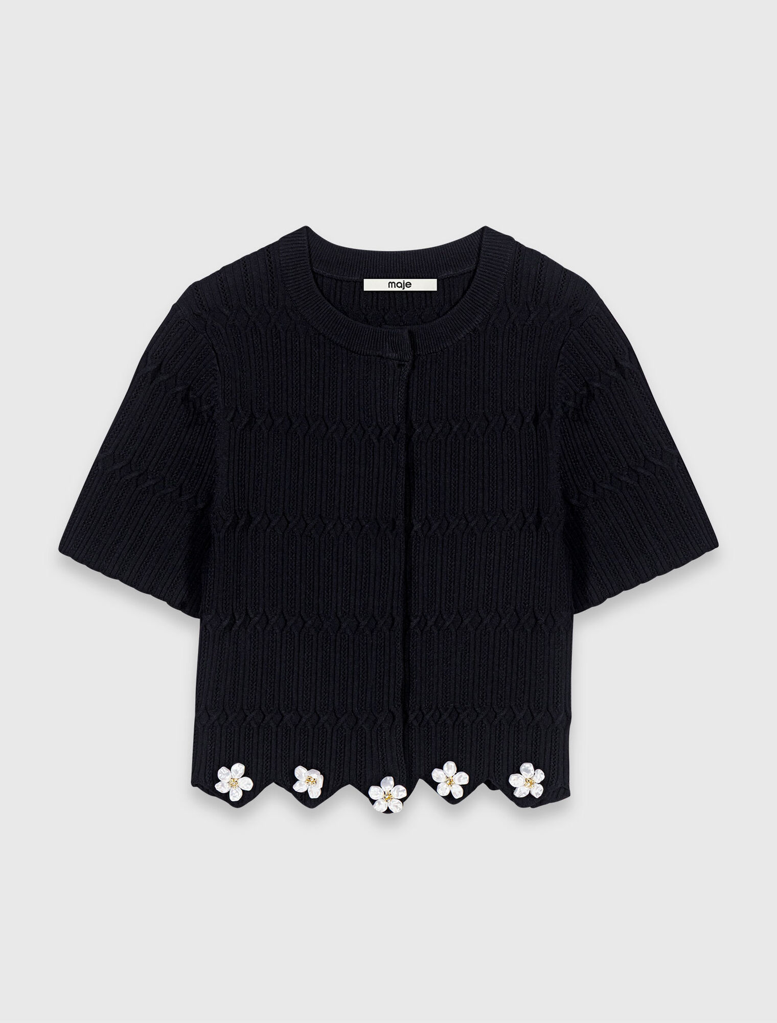 Cardigan &agrave; d&eacute;tails bijoux floraux