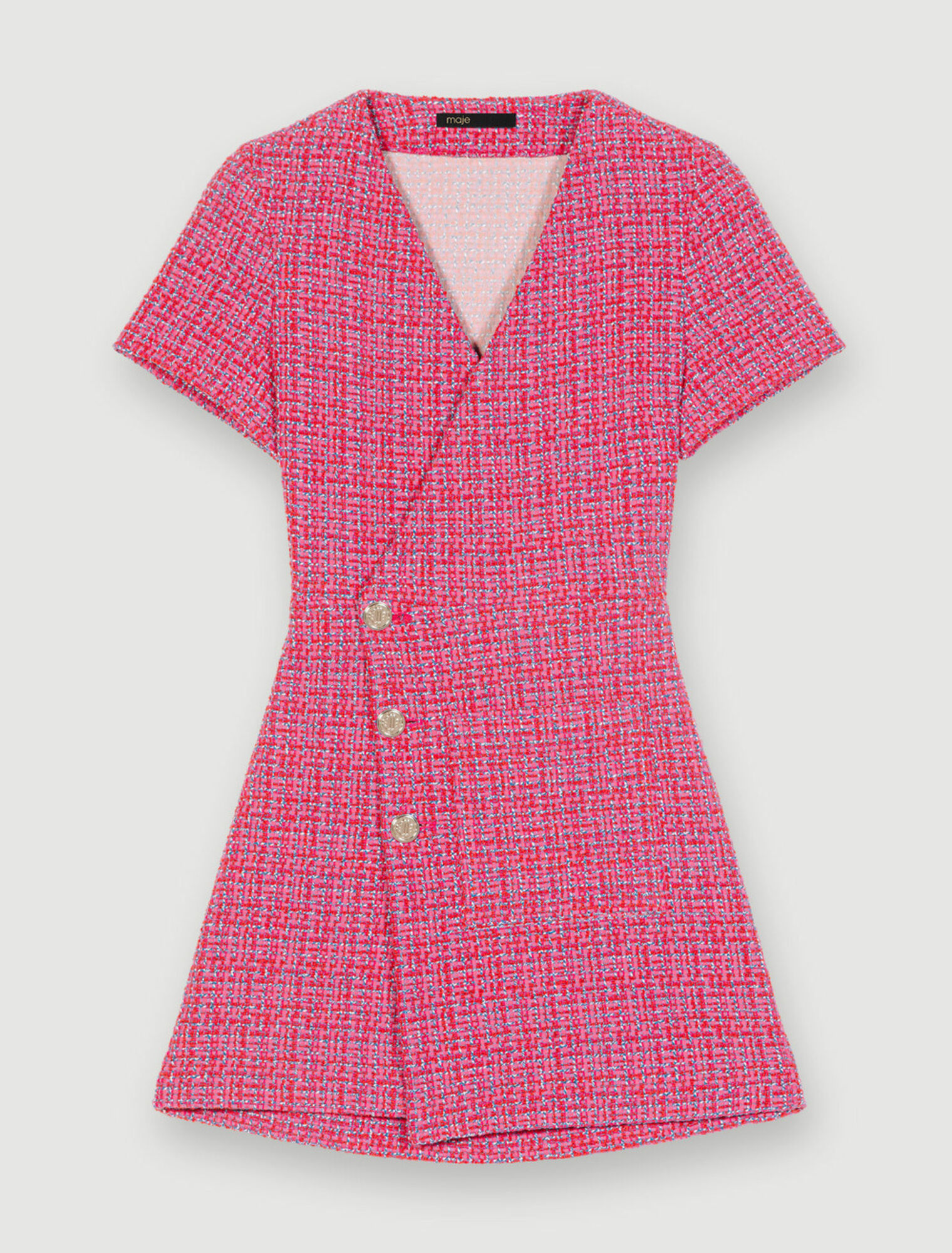 Robe courte en tweed dos ouvert