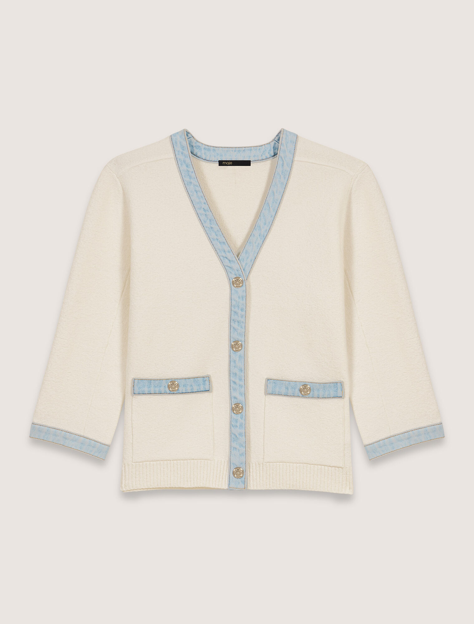Cardigan long à détails denim