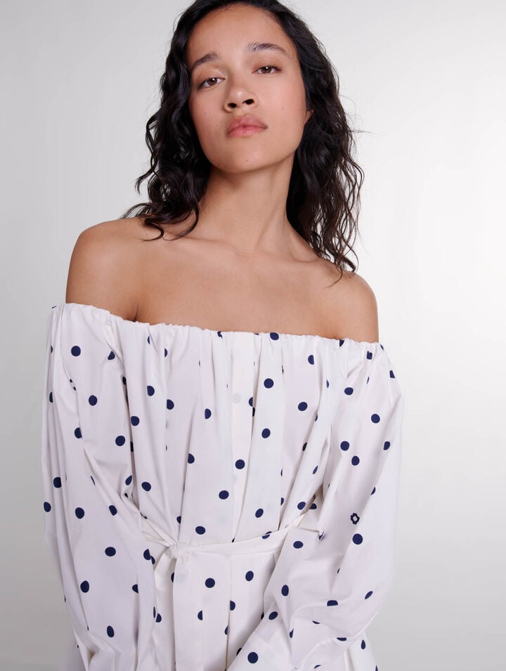 Robe chemise à encolure bardot 