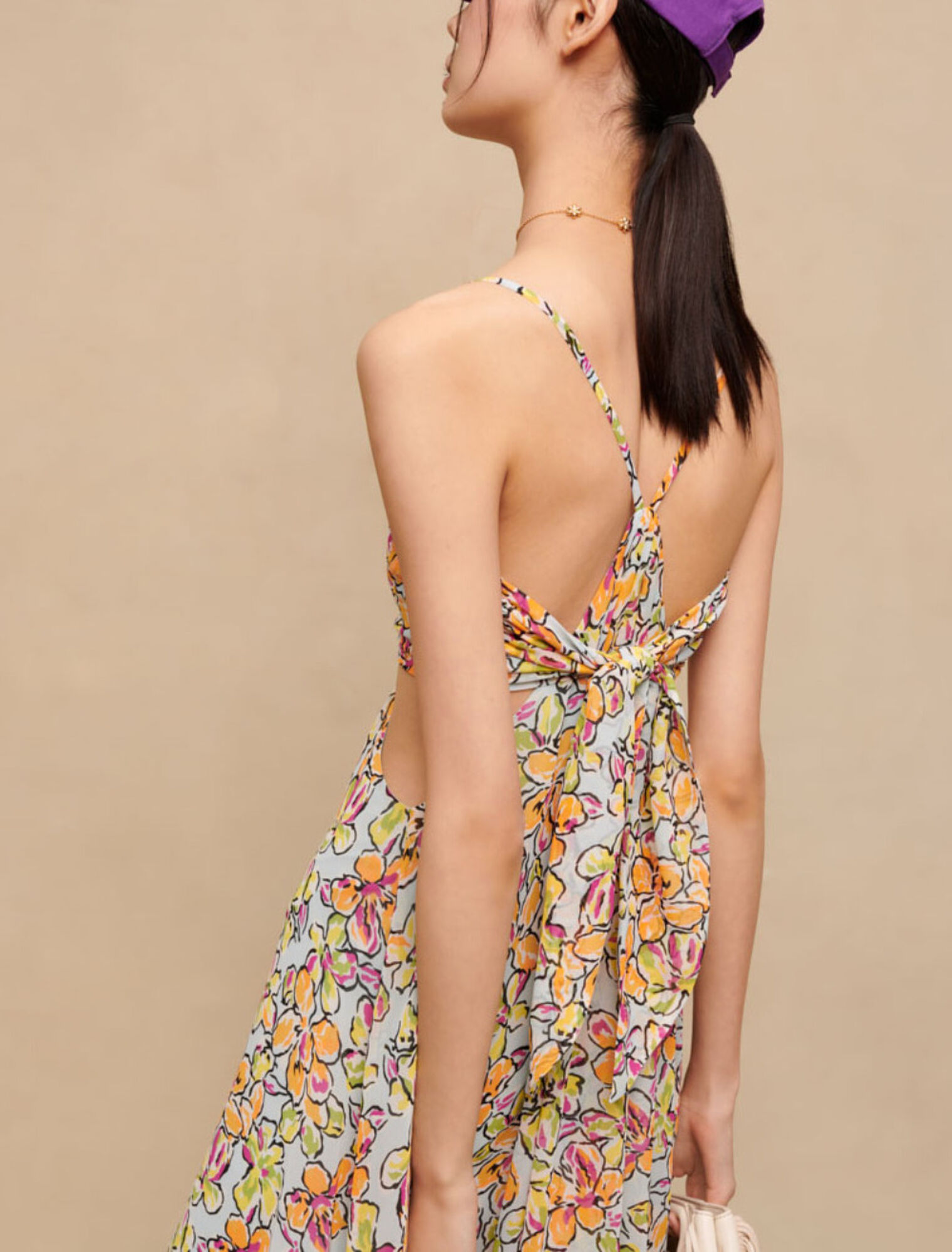 Long floral dress with cut-outs