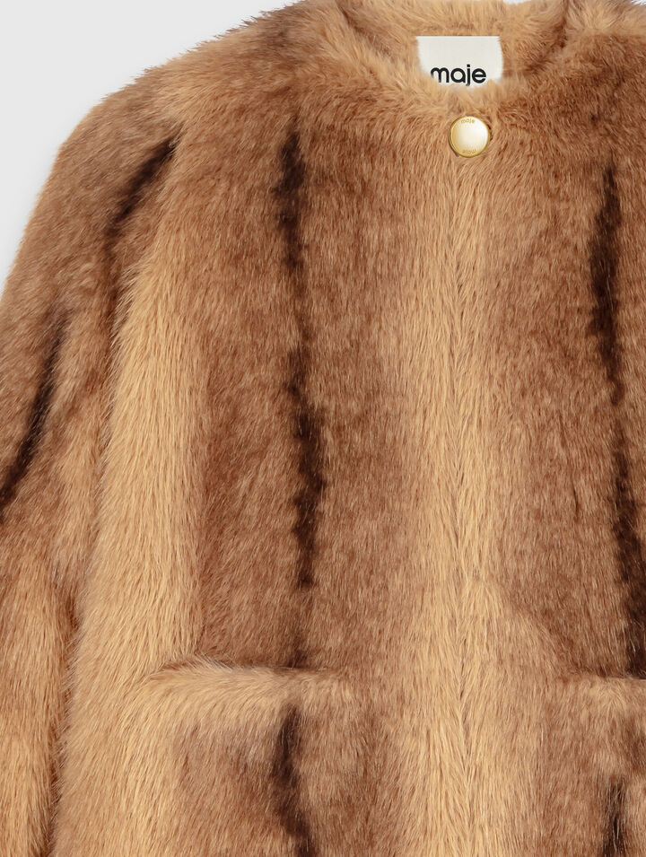 Mid-length faux fur coat