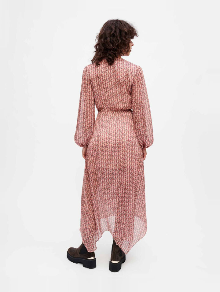 Robe drapée en satin imprimé