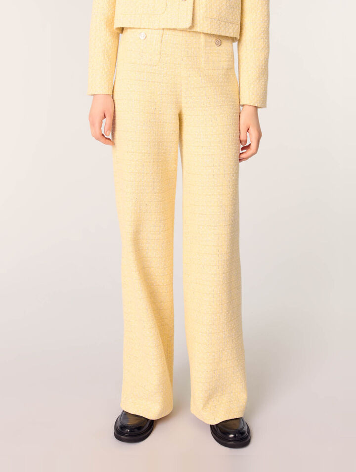 Straight-leg tweed/lurex trousers