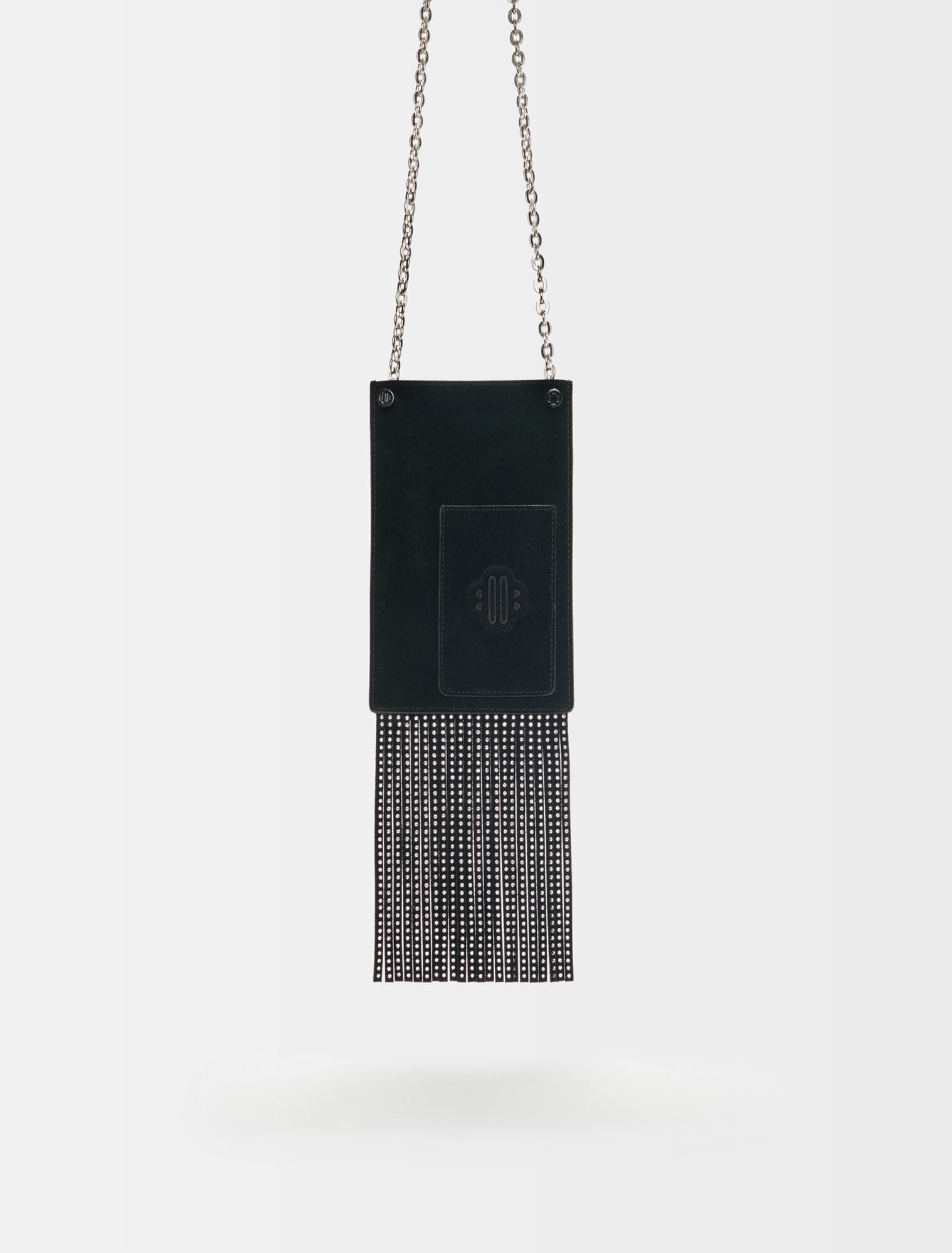 Leather phone bag with fringing