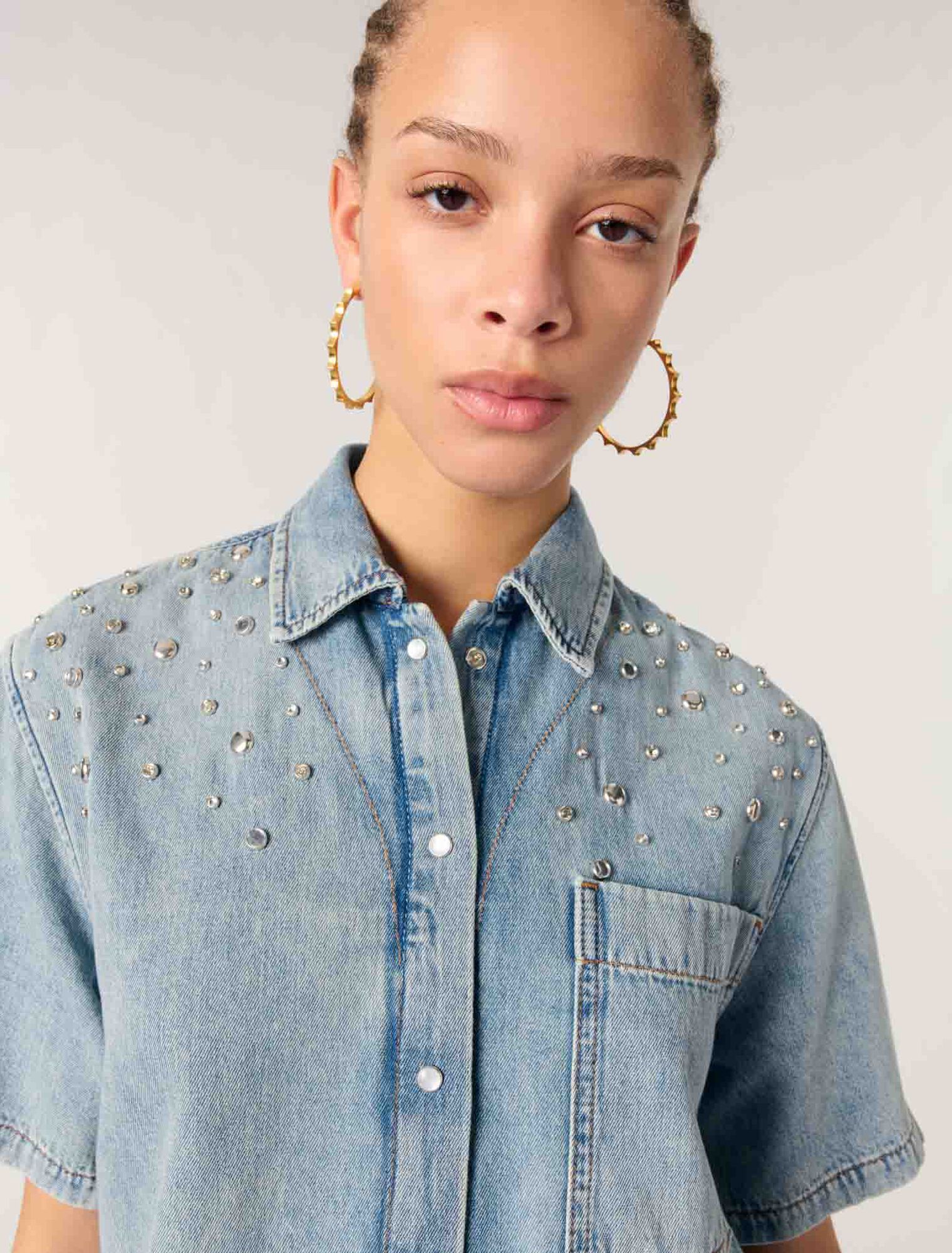 Chemise en denim à studs