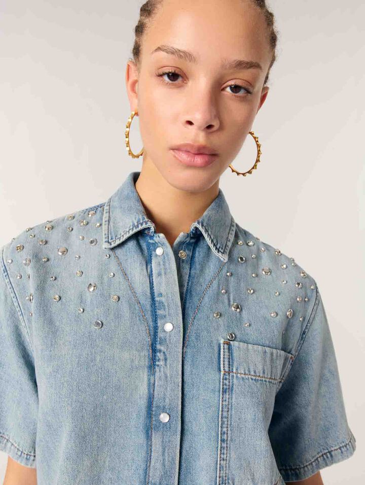Chemise en denim à studs