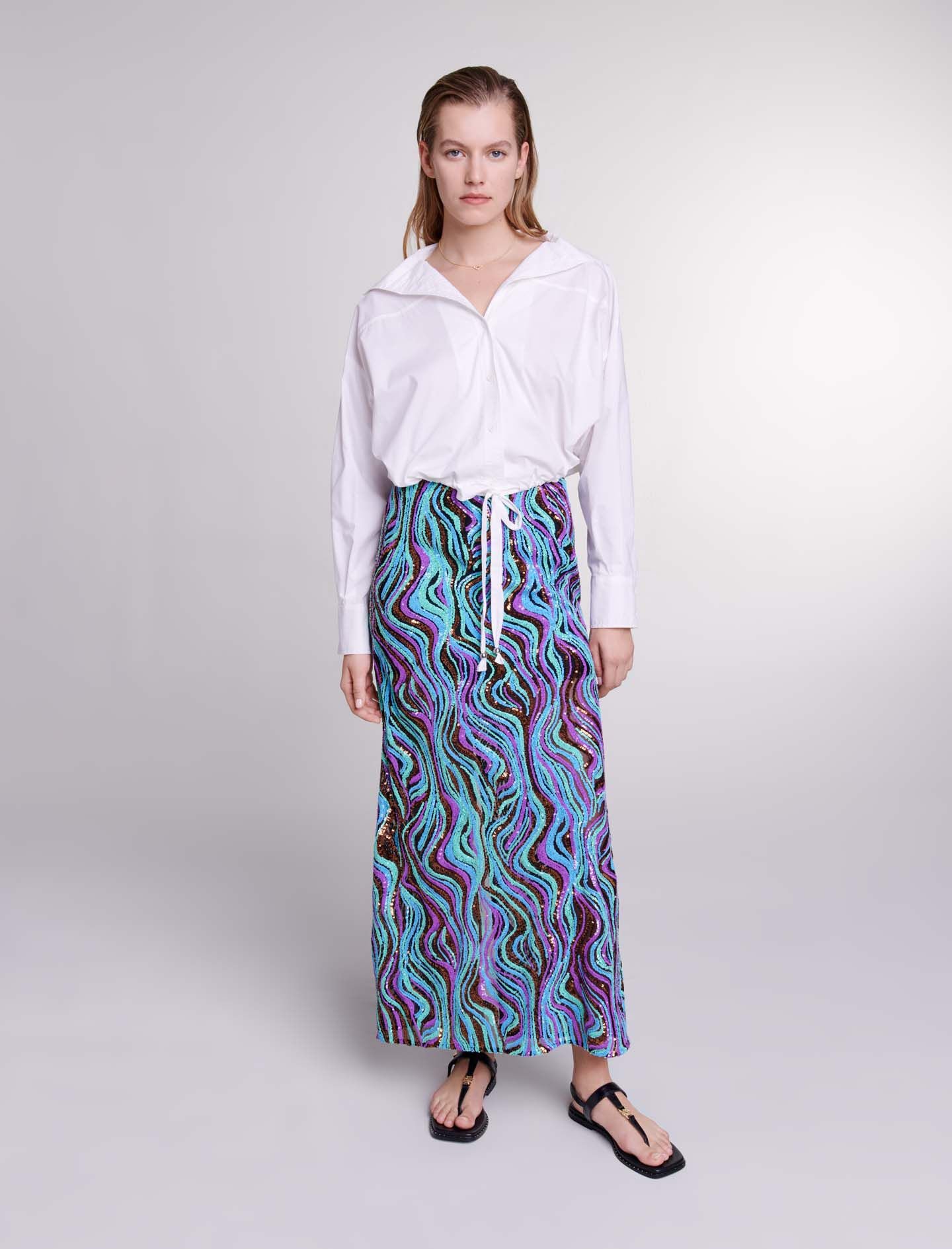 Sequin maxi skirt Multicolor For Women | Maje