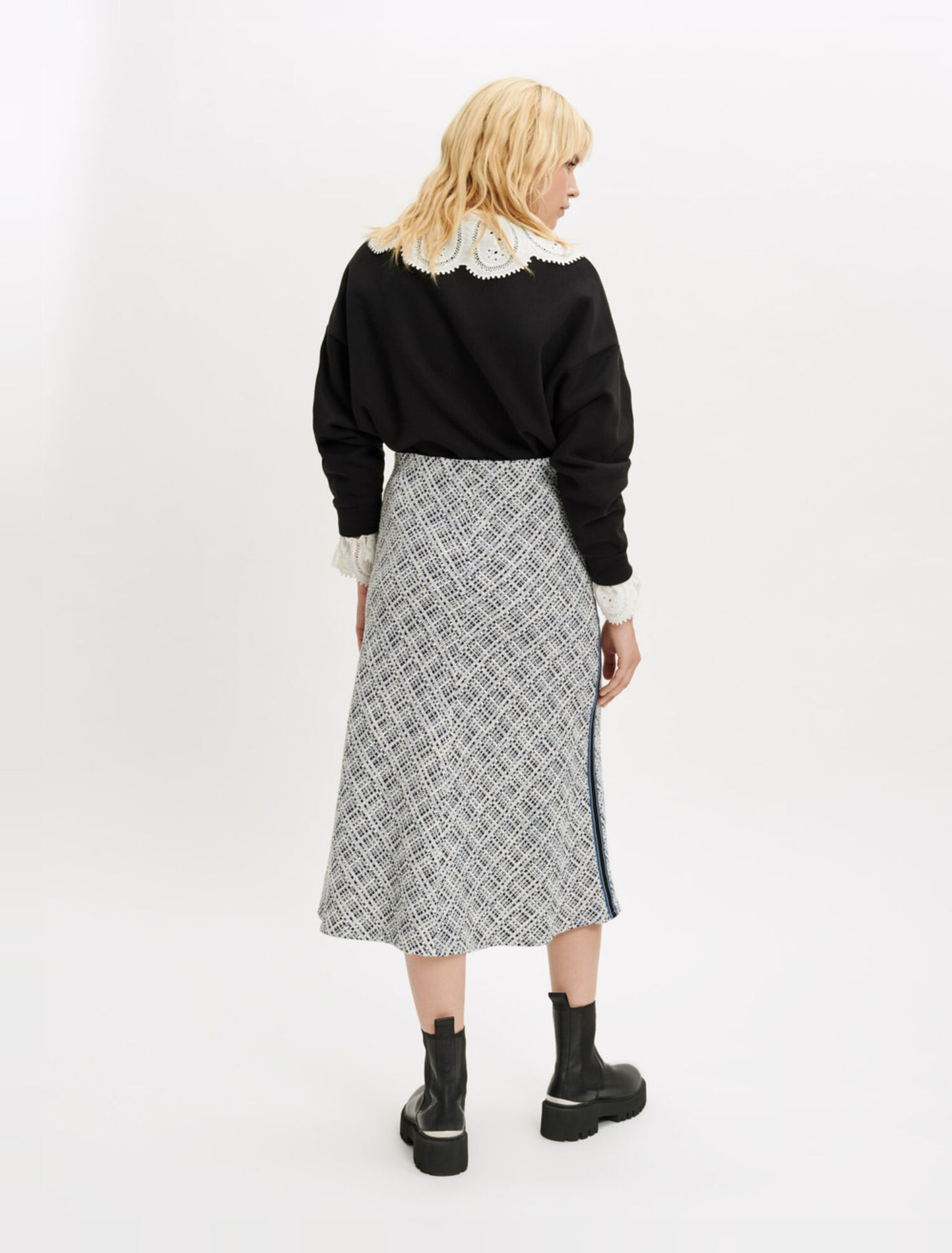 Jupe midi en tweed