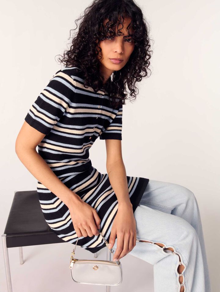 Striped knit polo dress