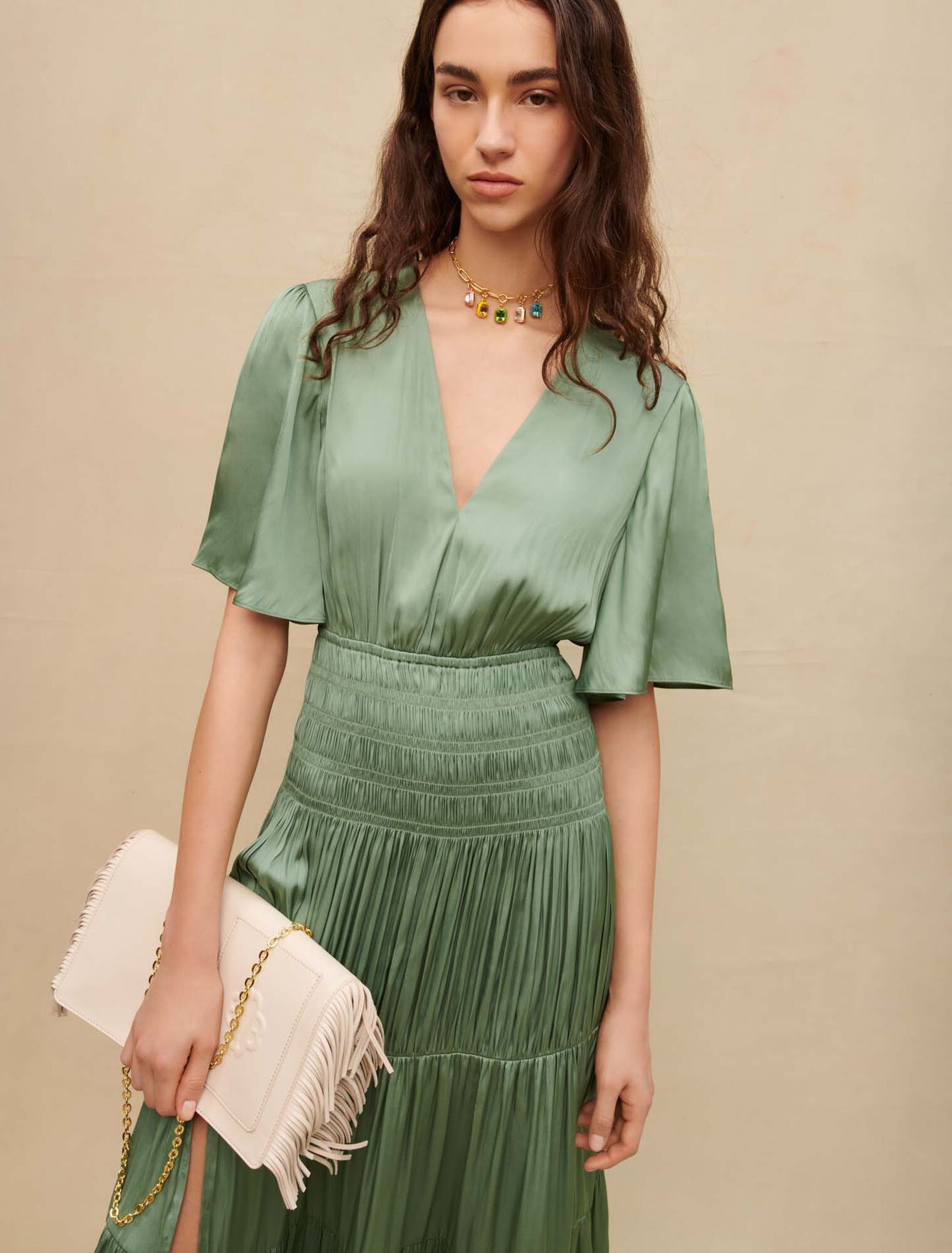 Robe longue satinée