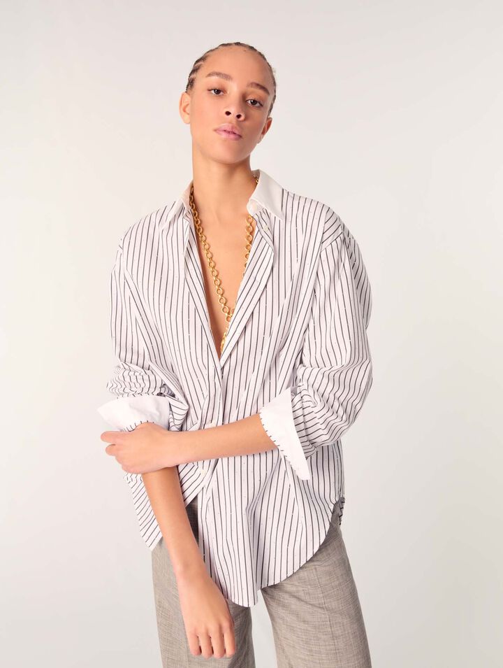 Chemise à rayures strassée
