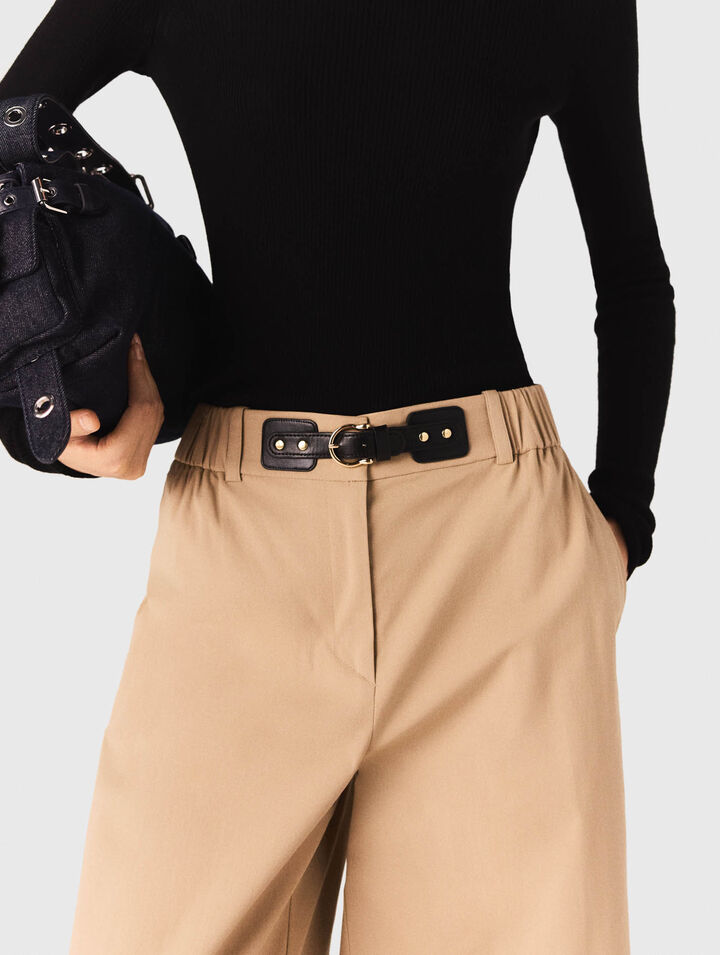 Wide-leg cotton pants 