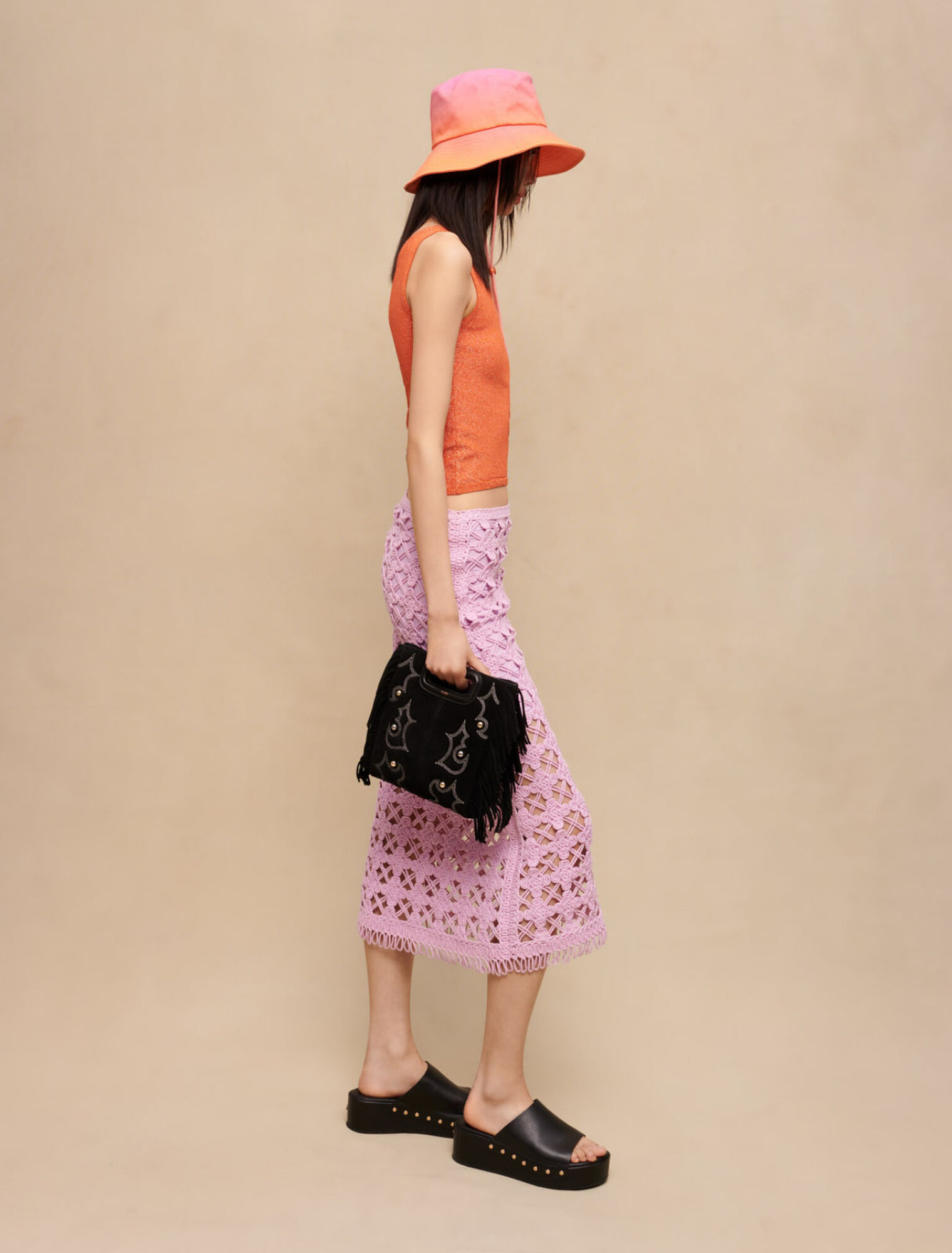 Jupe midi en crochet