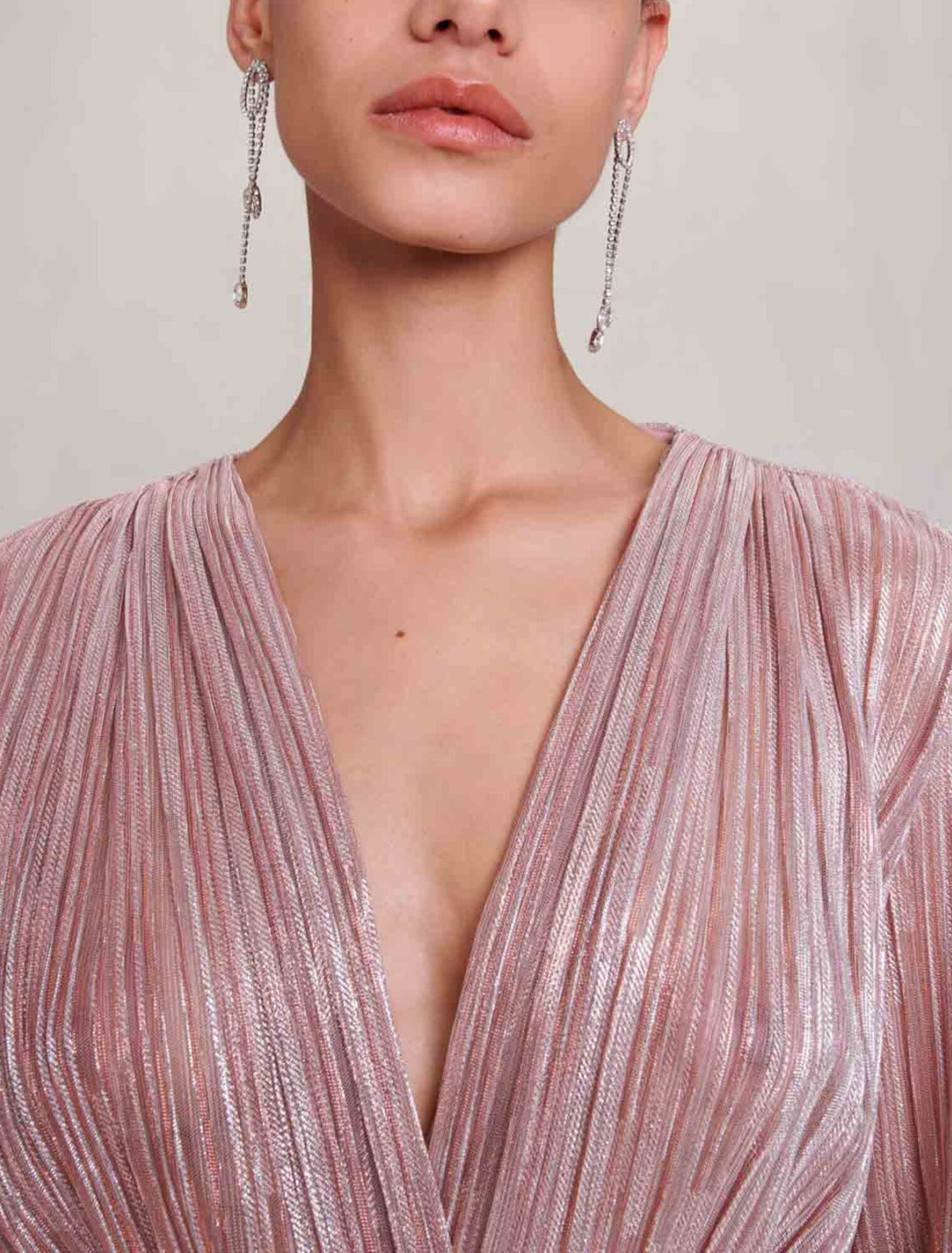 Pleated metallic fibre dress