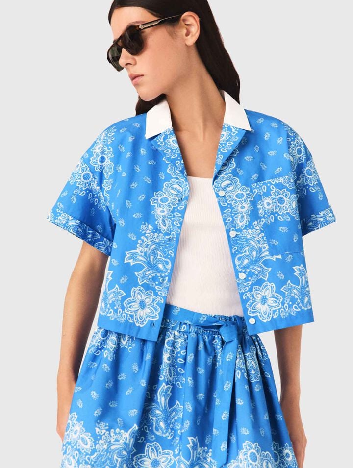 Contrast collar printed shirt