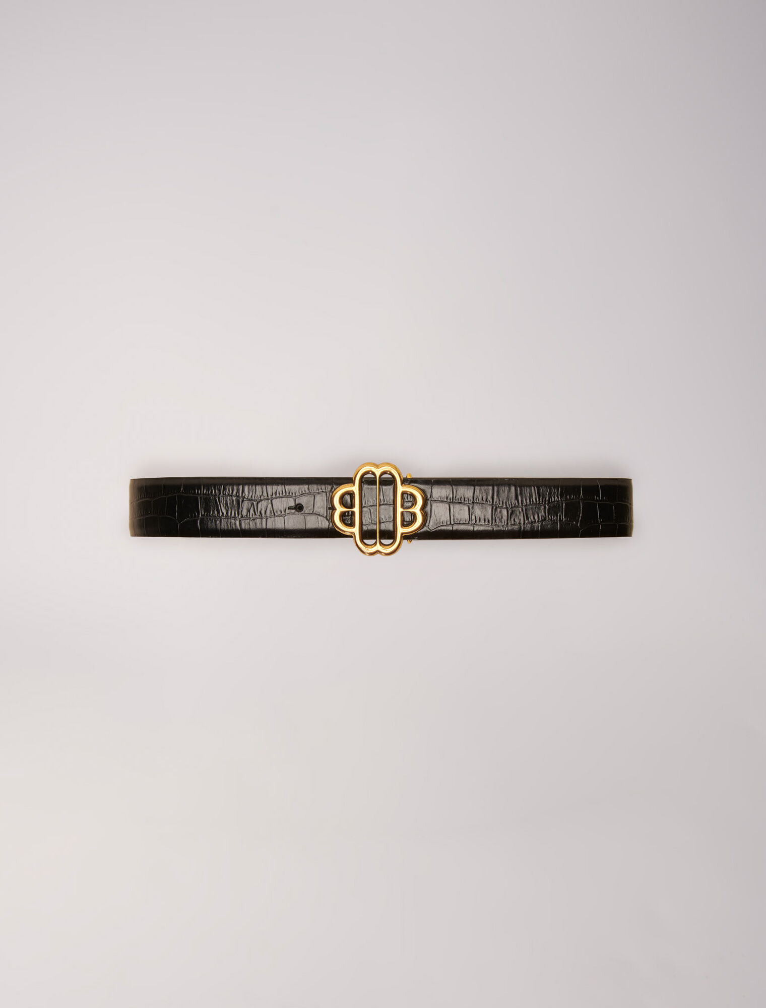 Ceinture double M en cuir croco