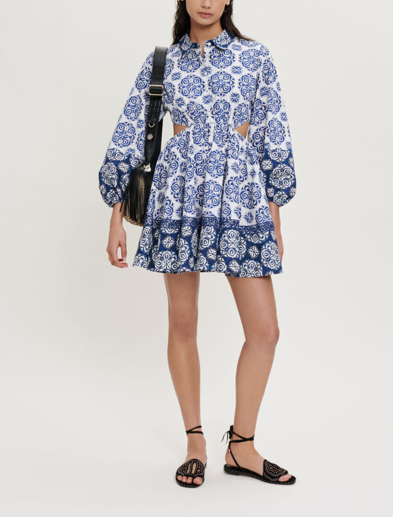 Printed cotton poplin dress