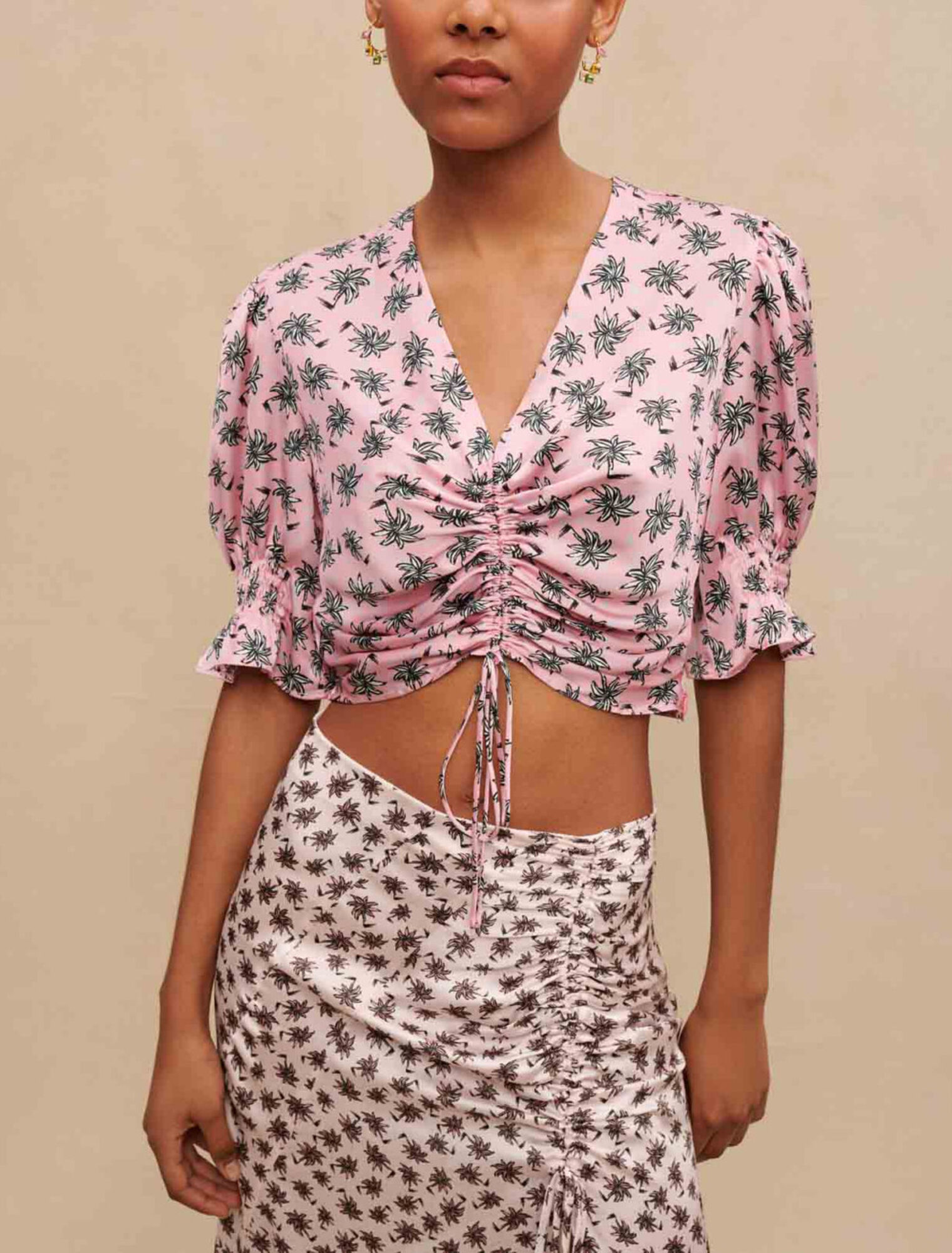 Palm-tree print crop top