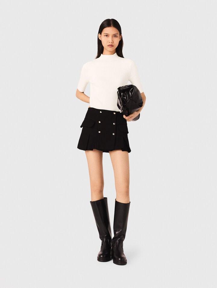 Cotton and silk ribbed top