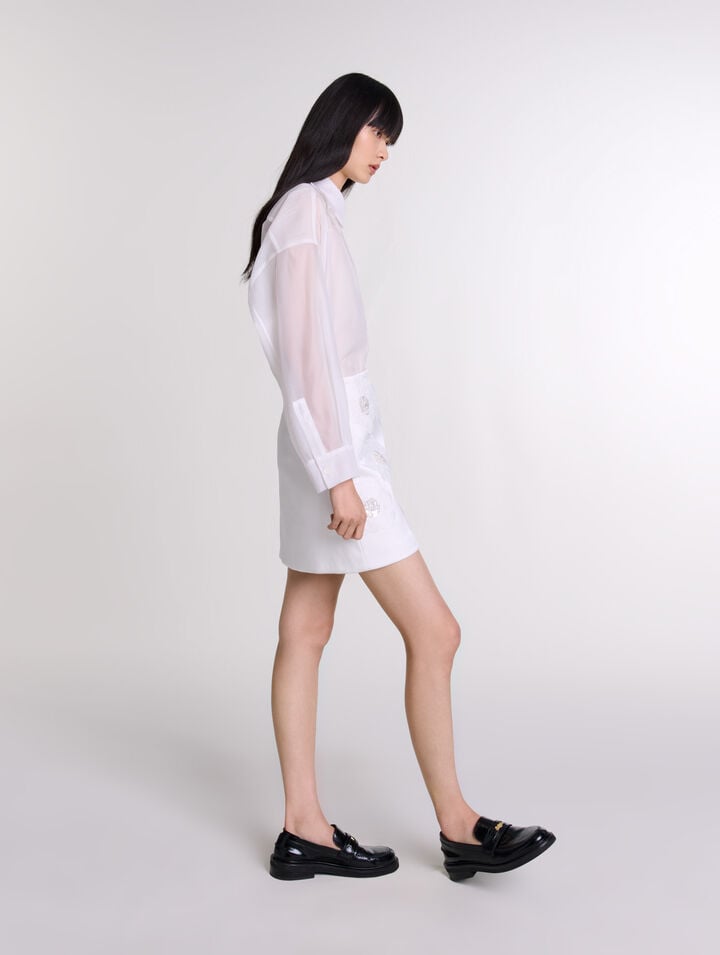 Beaded satin floral skirt