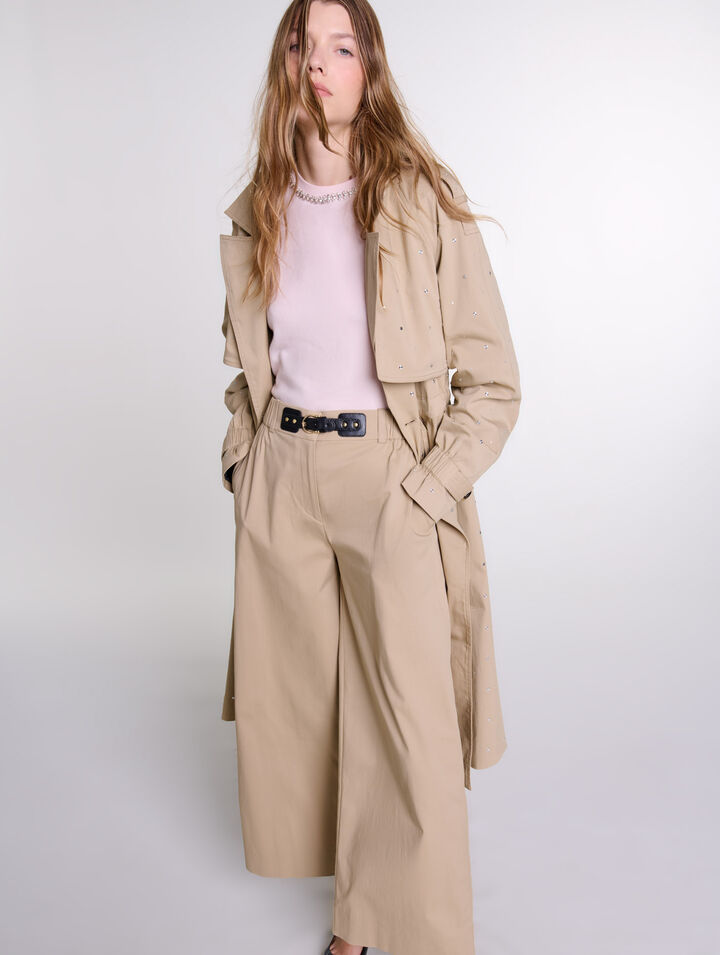 Trench clout&eacute; taille &eacute;lastiqu&eacute;e