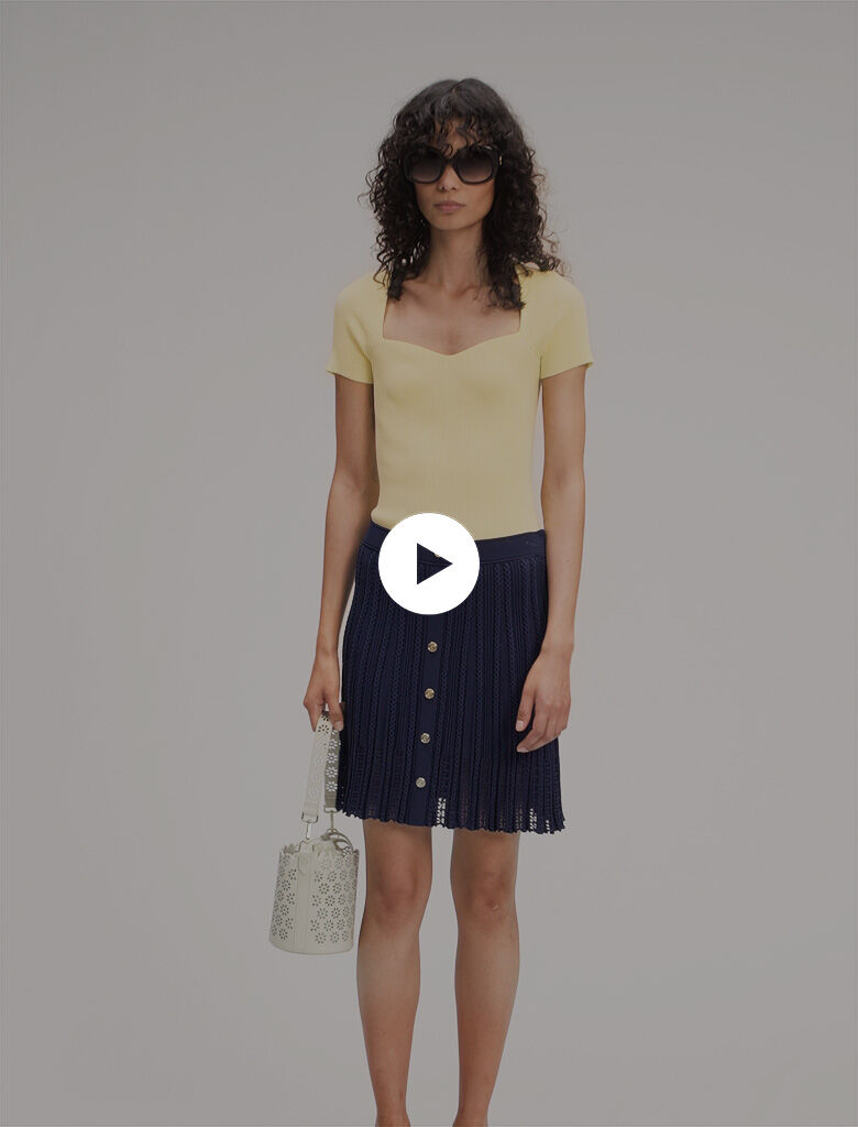 最も  Woven knit Maje | Women For Blue skirt short その他