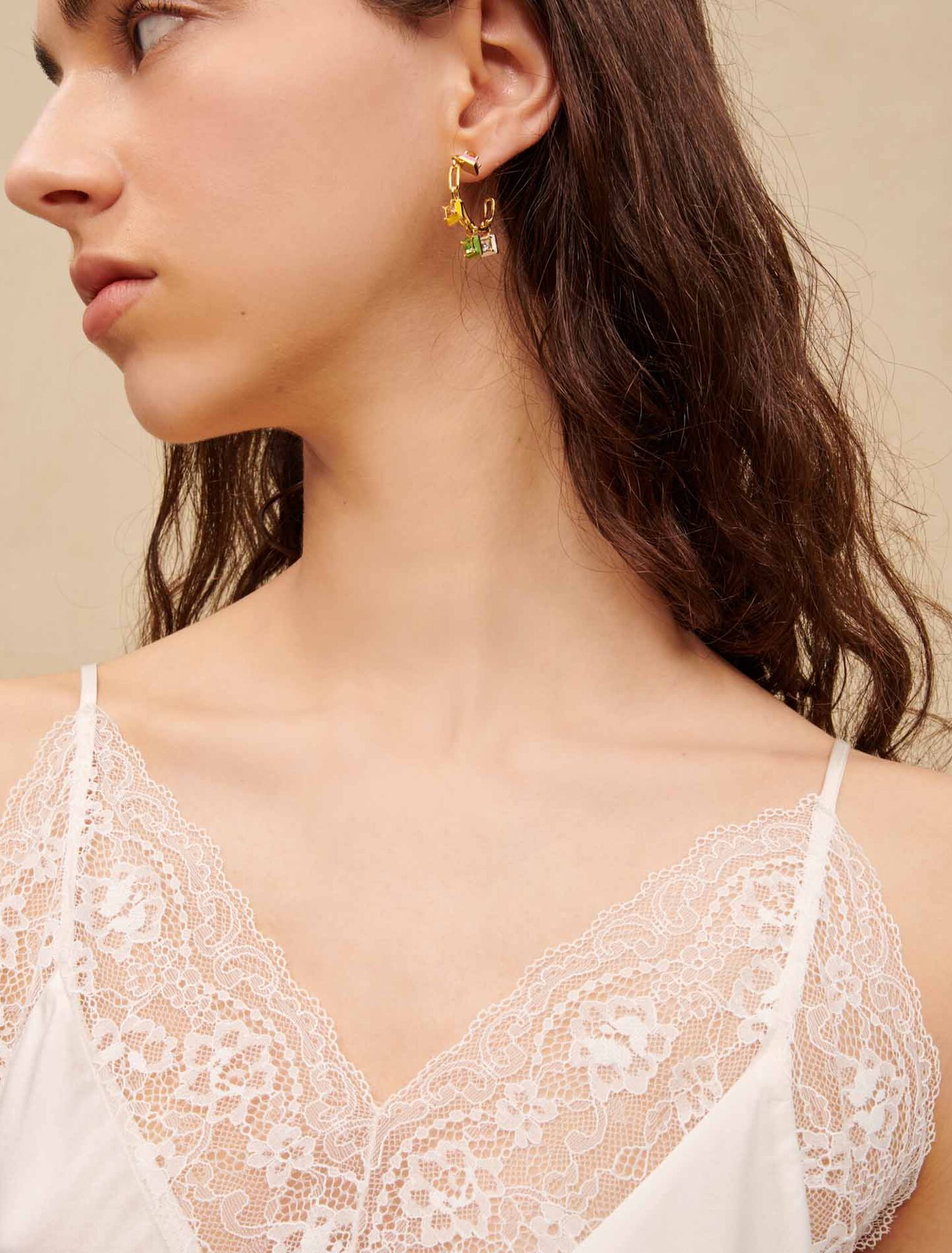 Top en satin de soie et dentelles