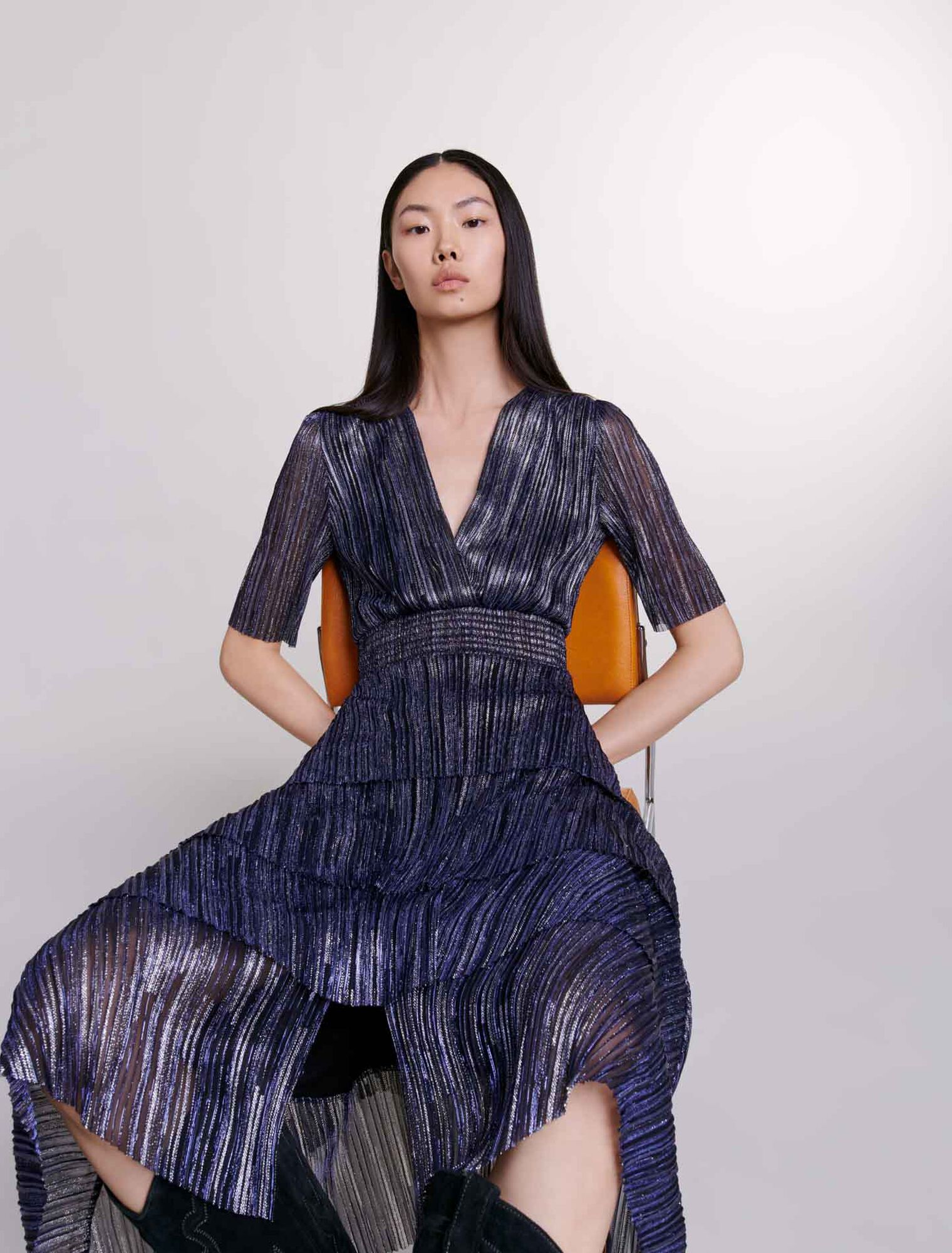 Robe lamée à volants