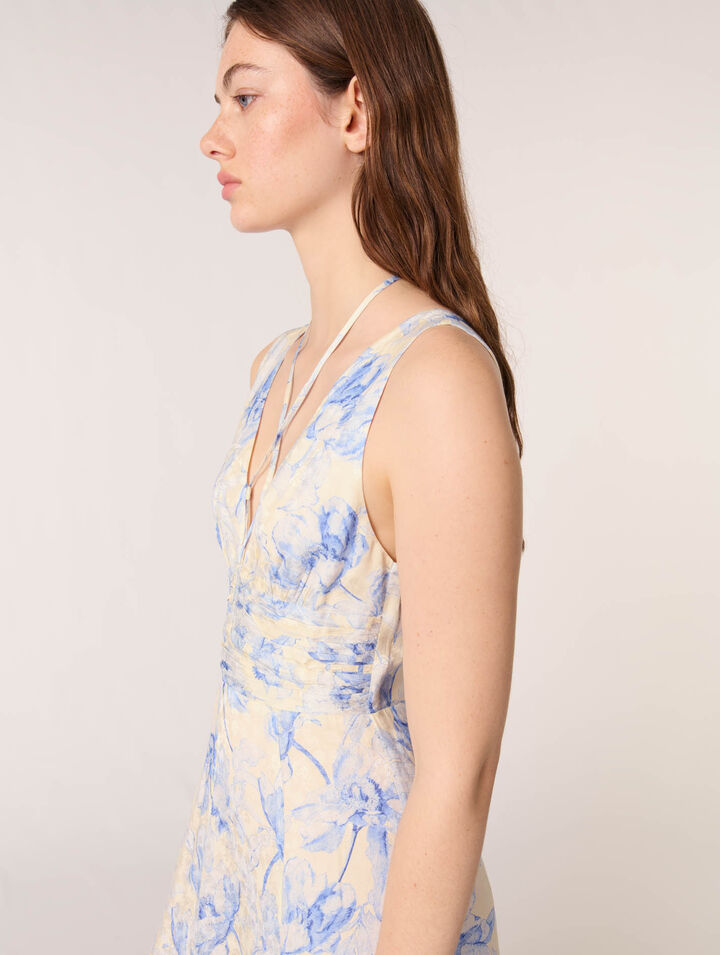 Patterned maxi dress with lacing