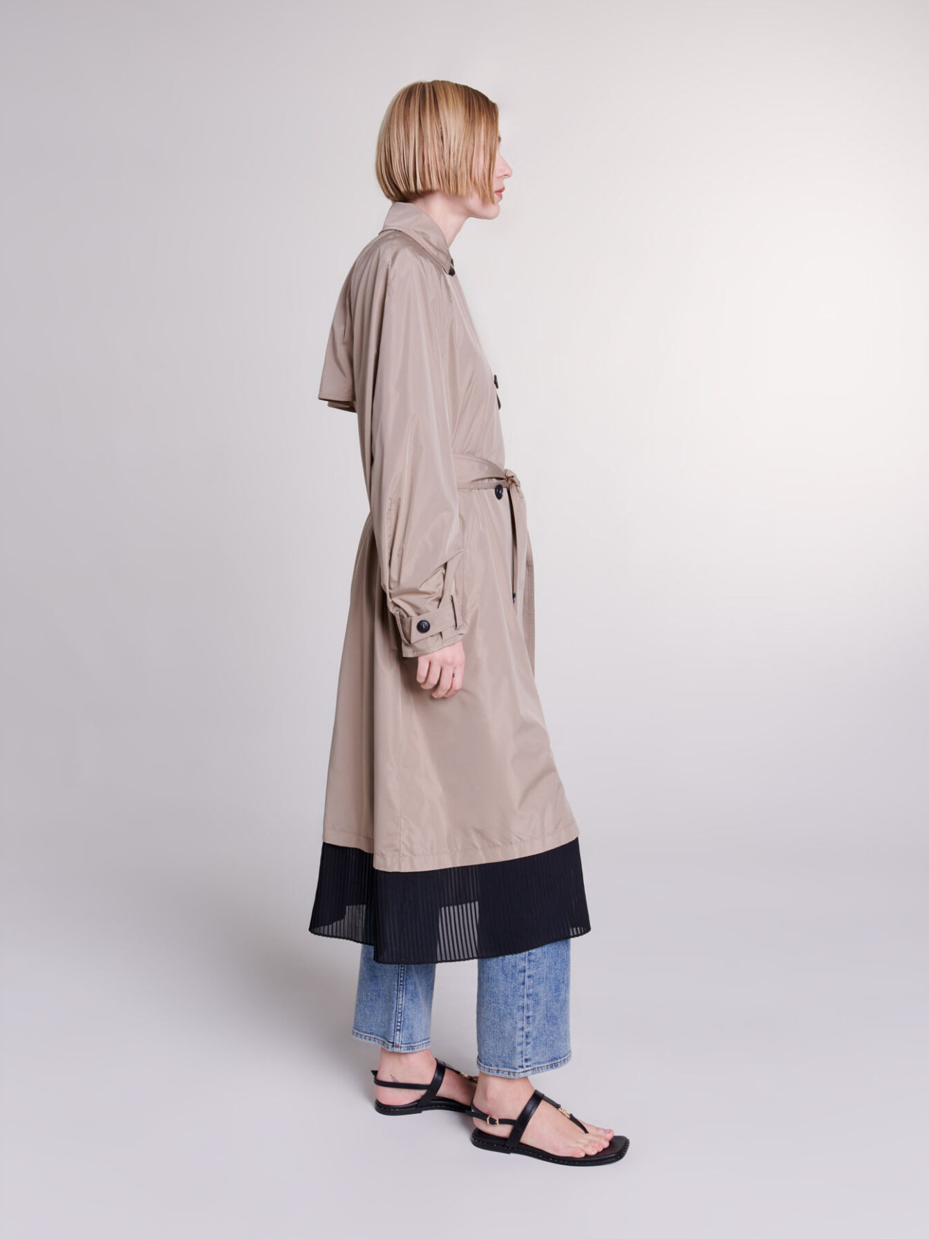 Contrast trench coat Brown For Women | Maje