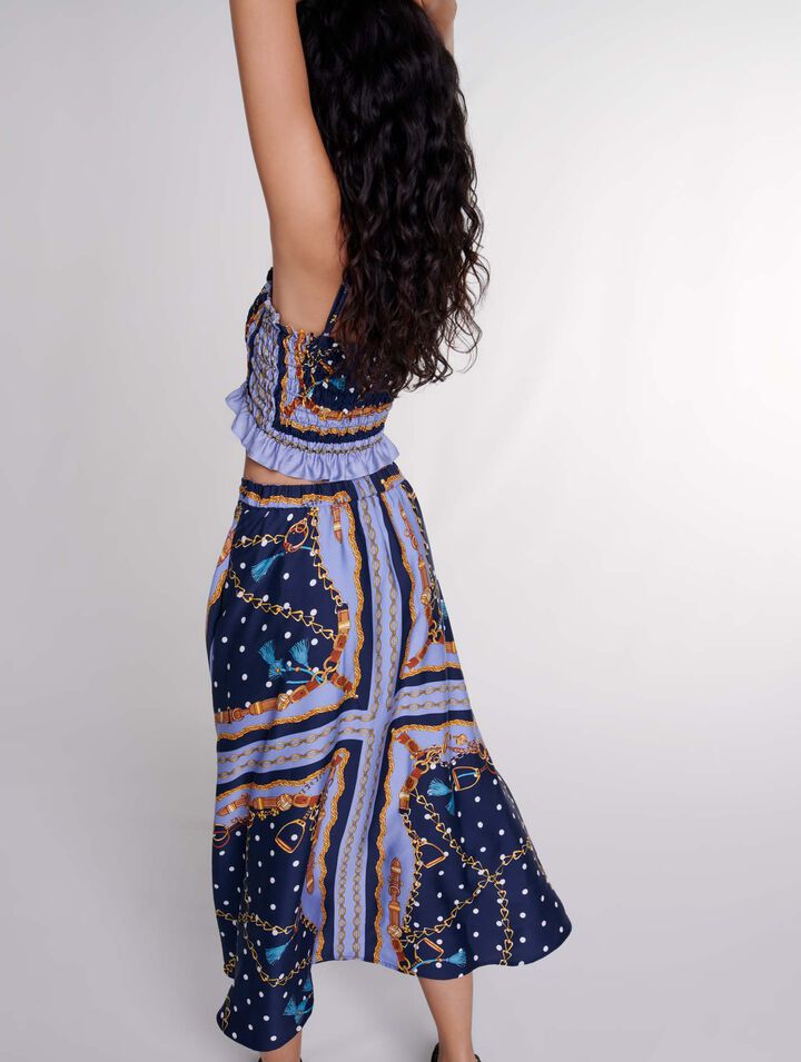 Jupe short satinée imprimée 