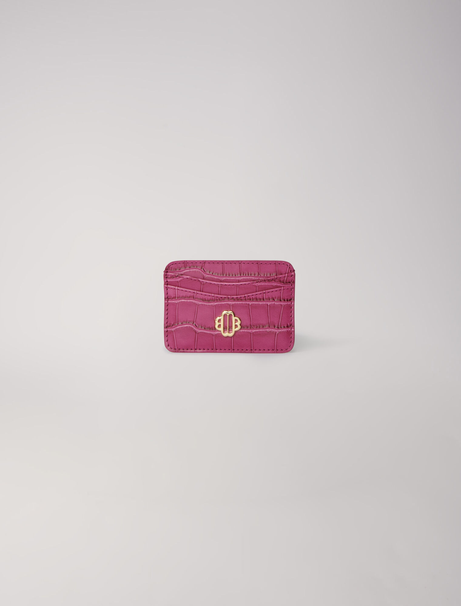 Mock croc embossed leather card case