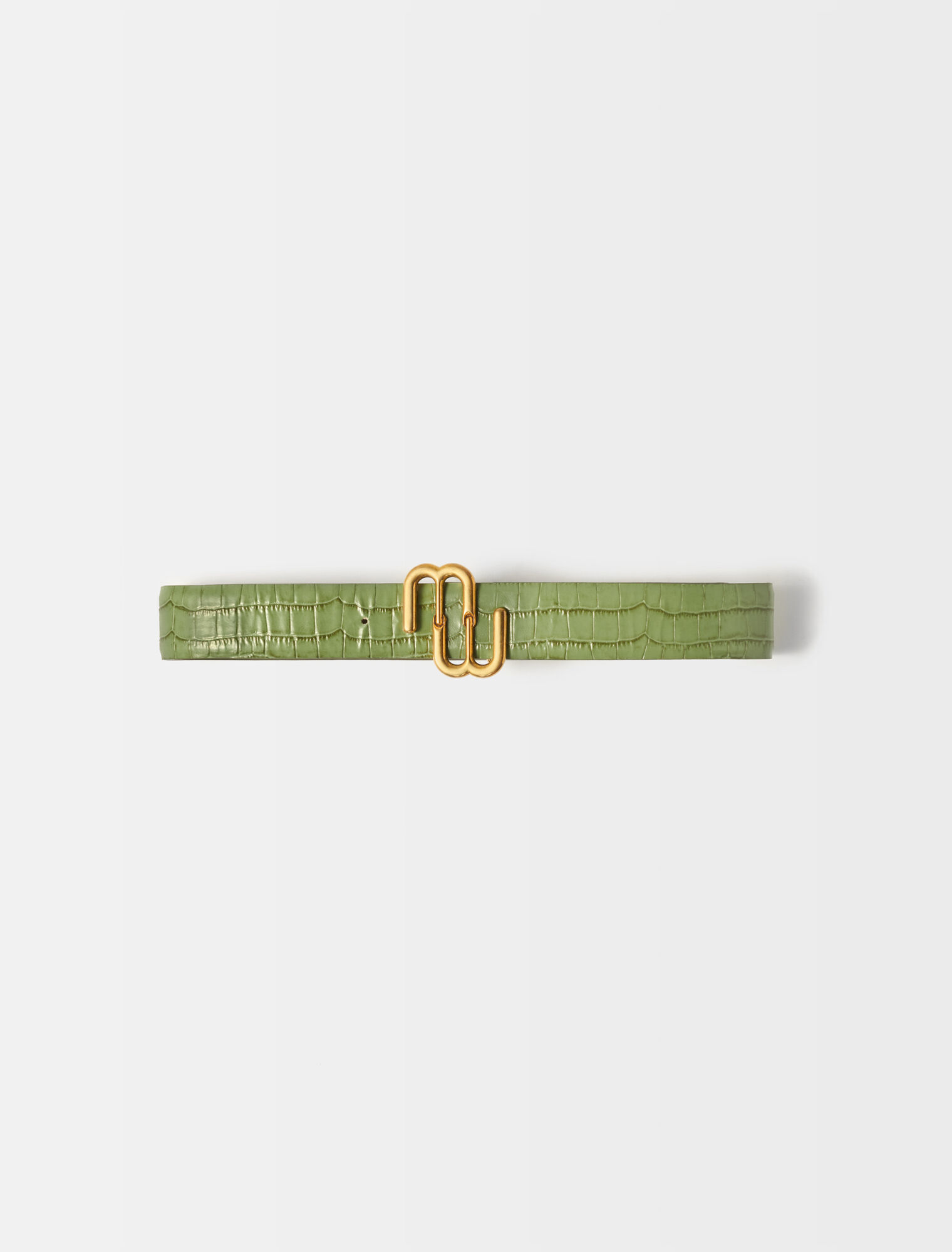 Ceinture en cuir croco et double M Maje