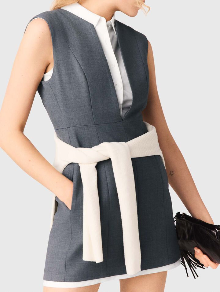 Layered-effect tailored dress