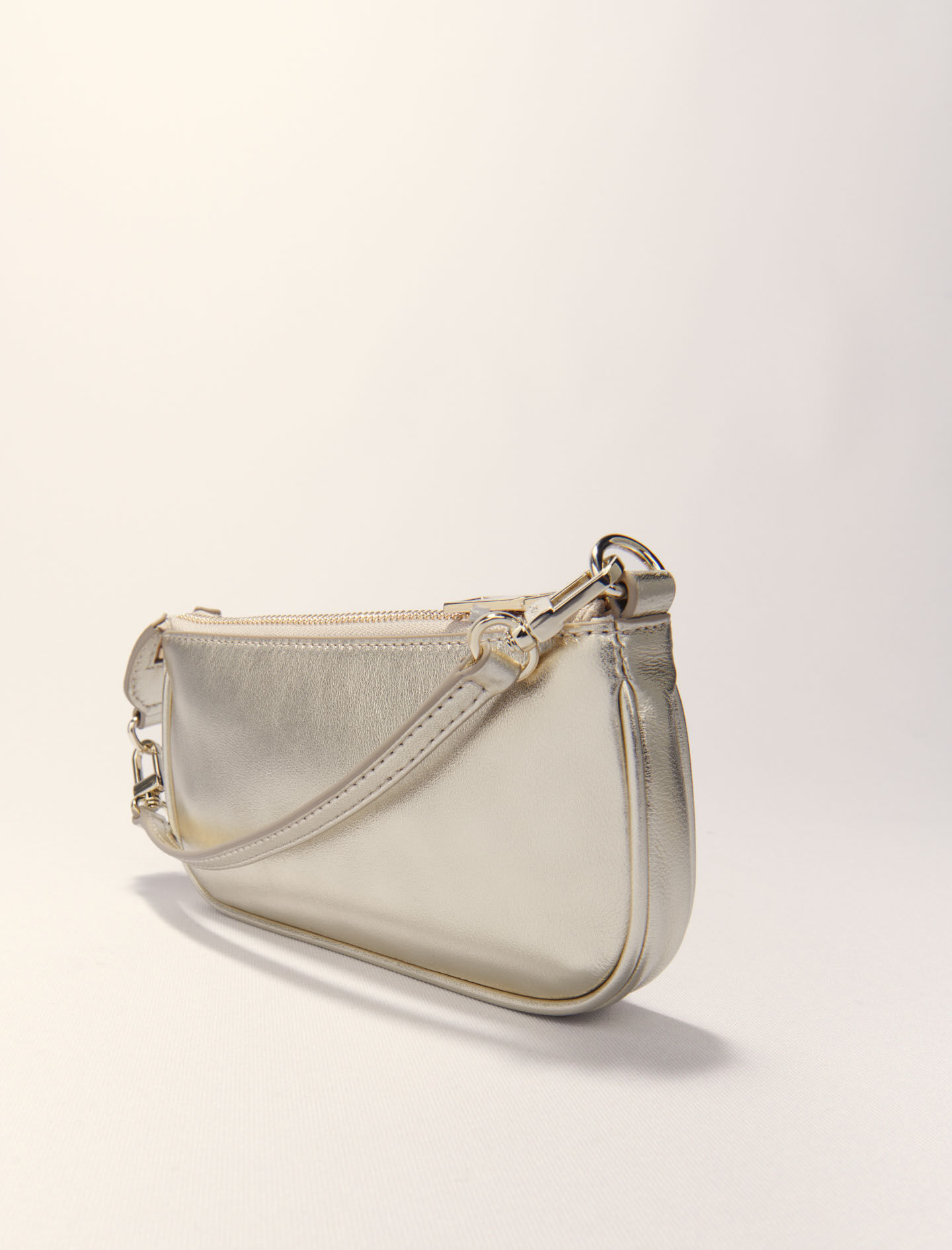 Metallic leather Sarah clutch bag Denim - Jeans For Women | Maje