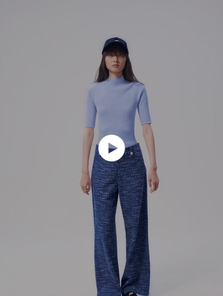 Wide-leg tweed trousers