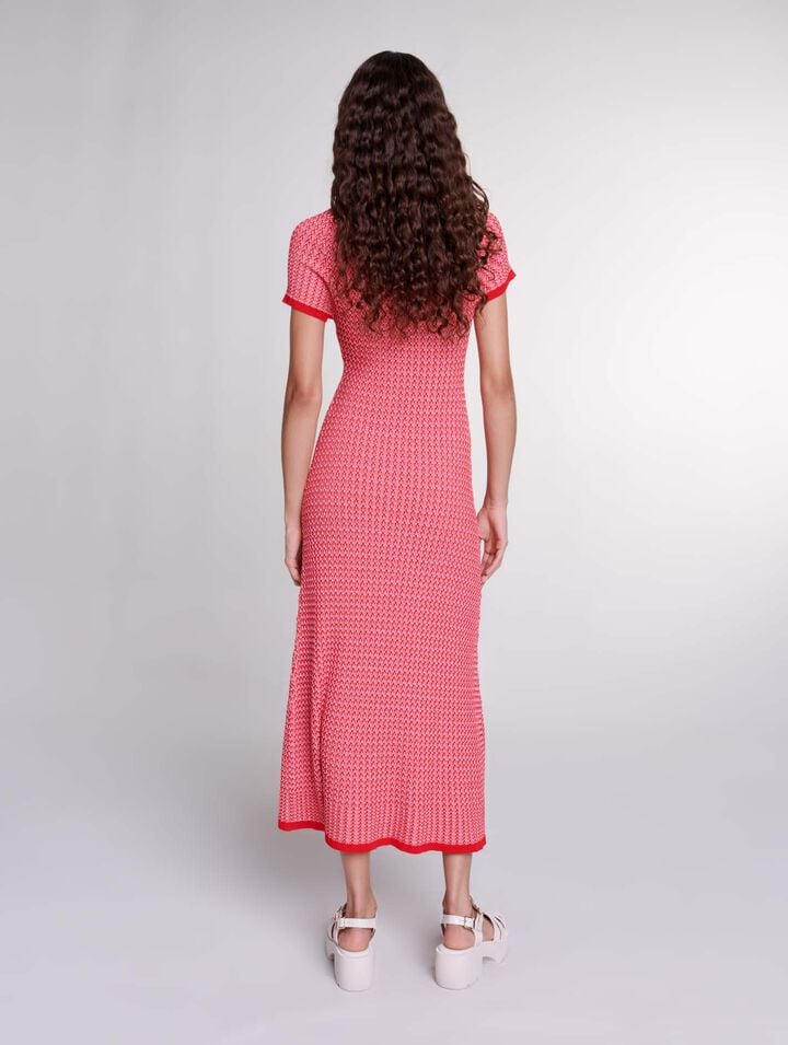 Robe longue en maille chevrons