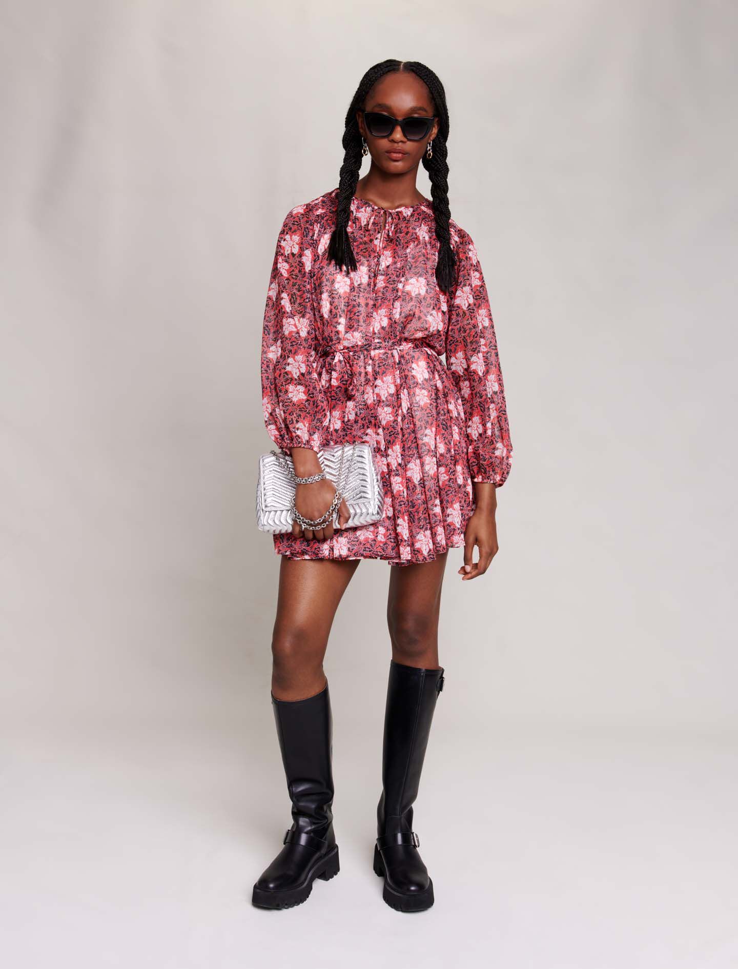 Robe courte fleurie pour femme Maje