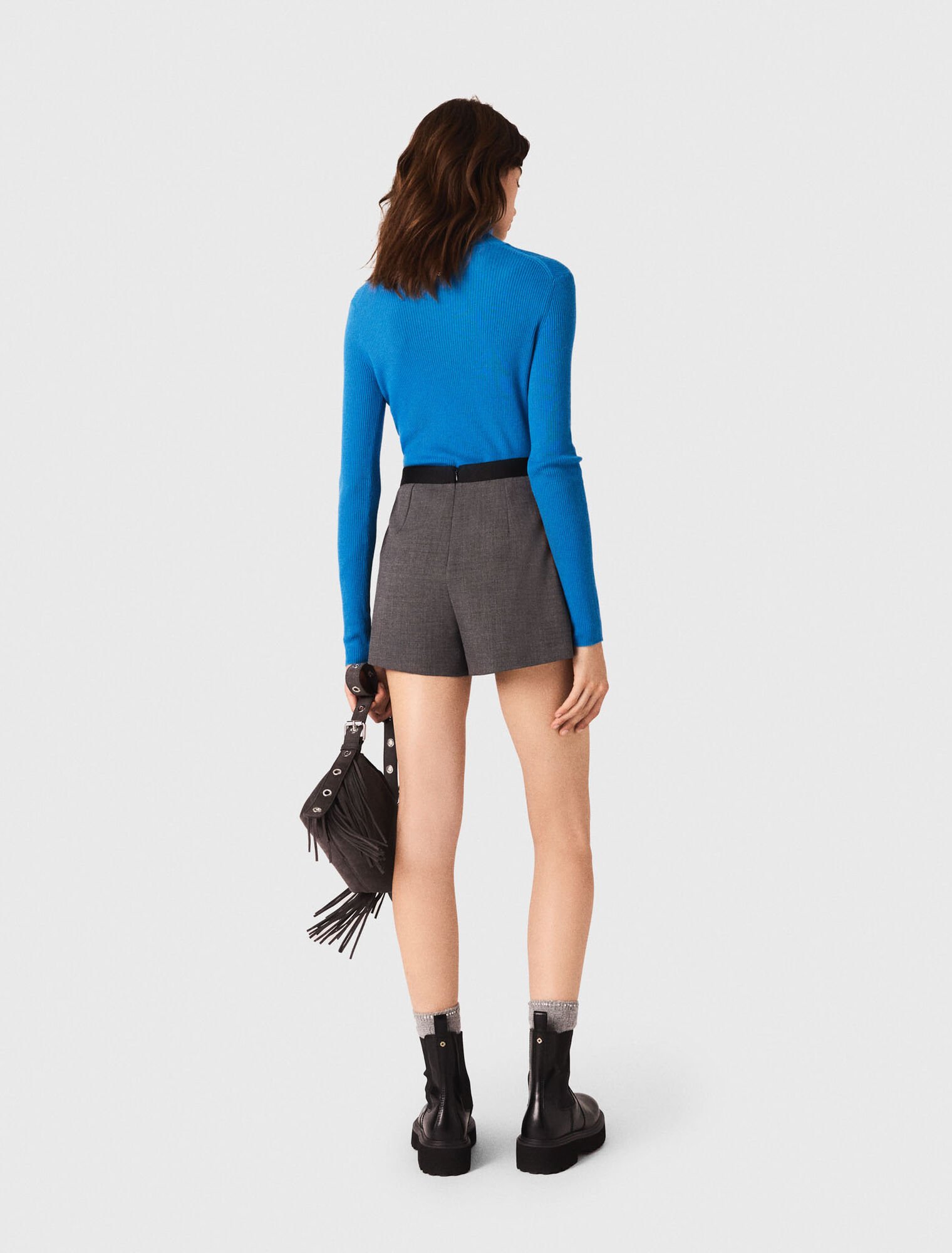Open polo collar cardigan