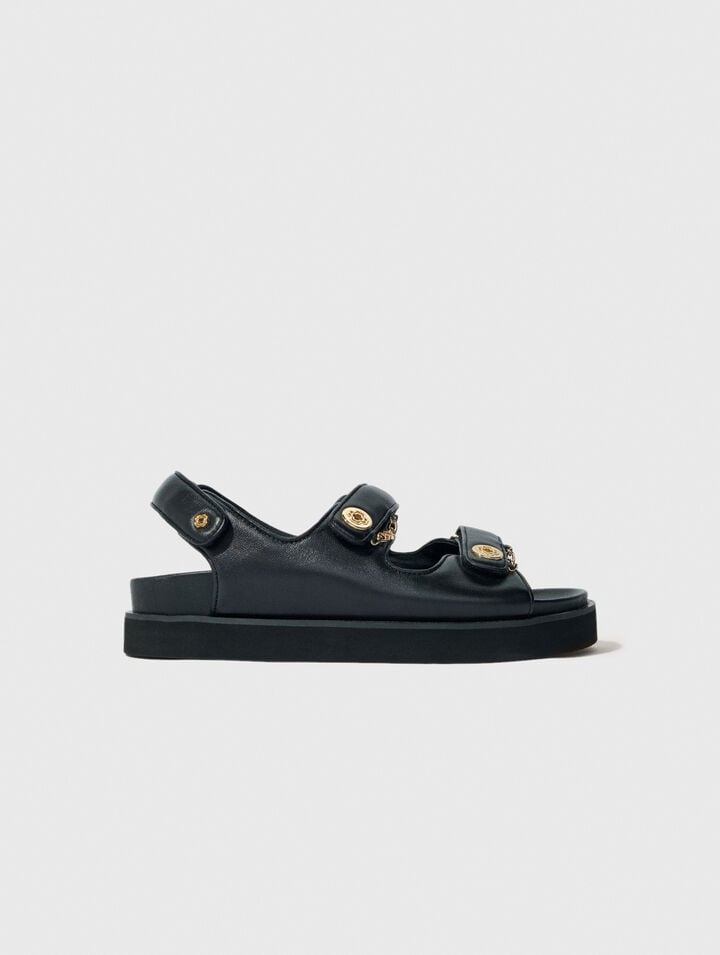 Sandales plates en cuir