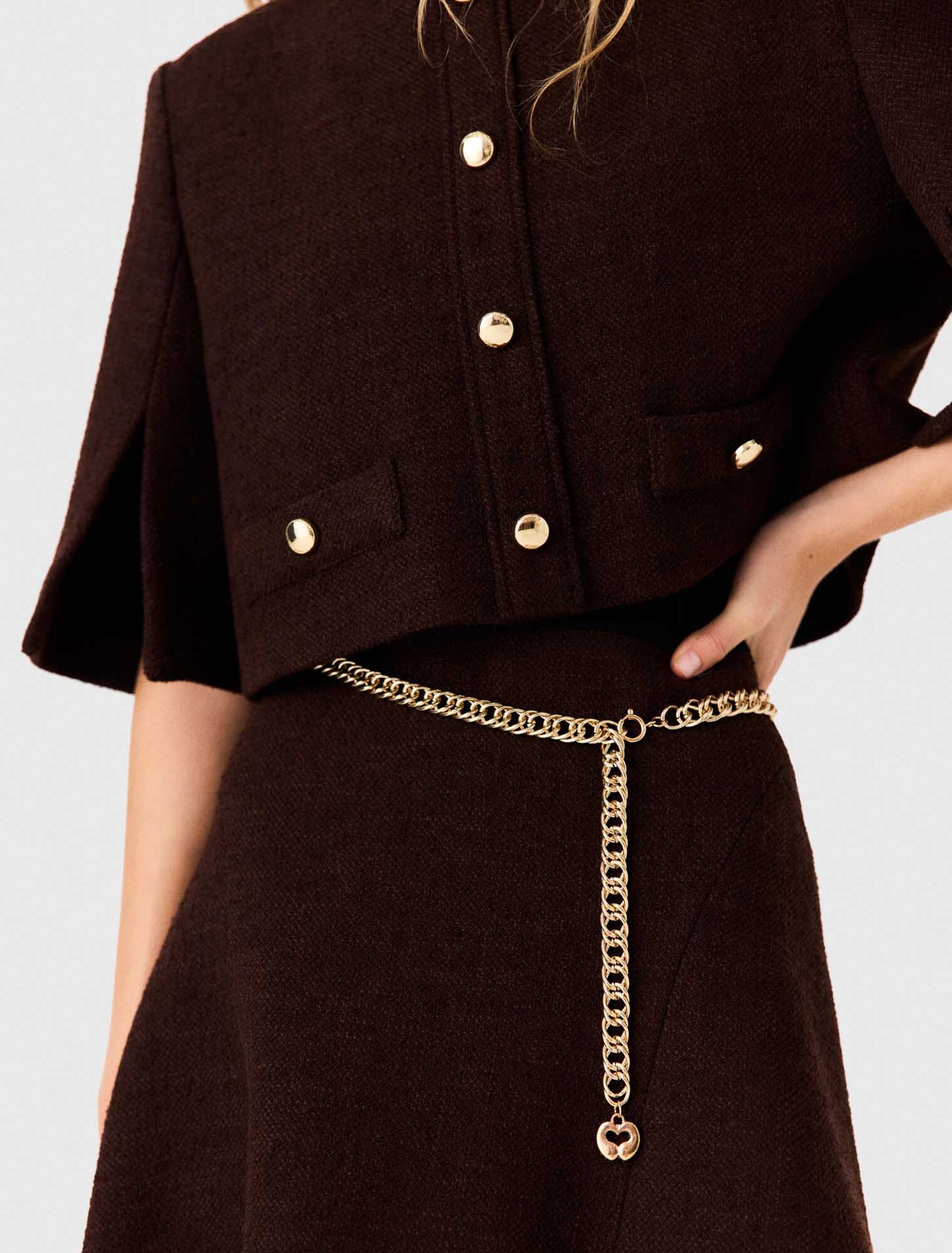 2-in-1 tweed cape dress