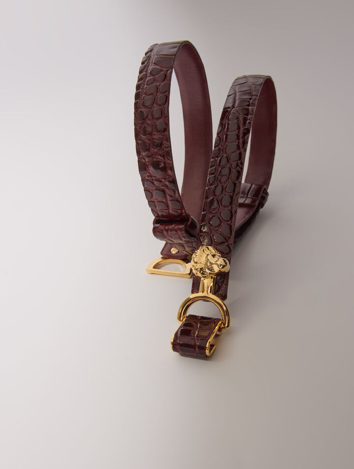 Ceinture fine en cuir à mors lion