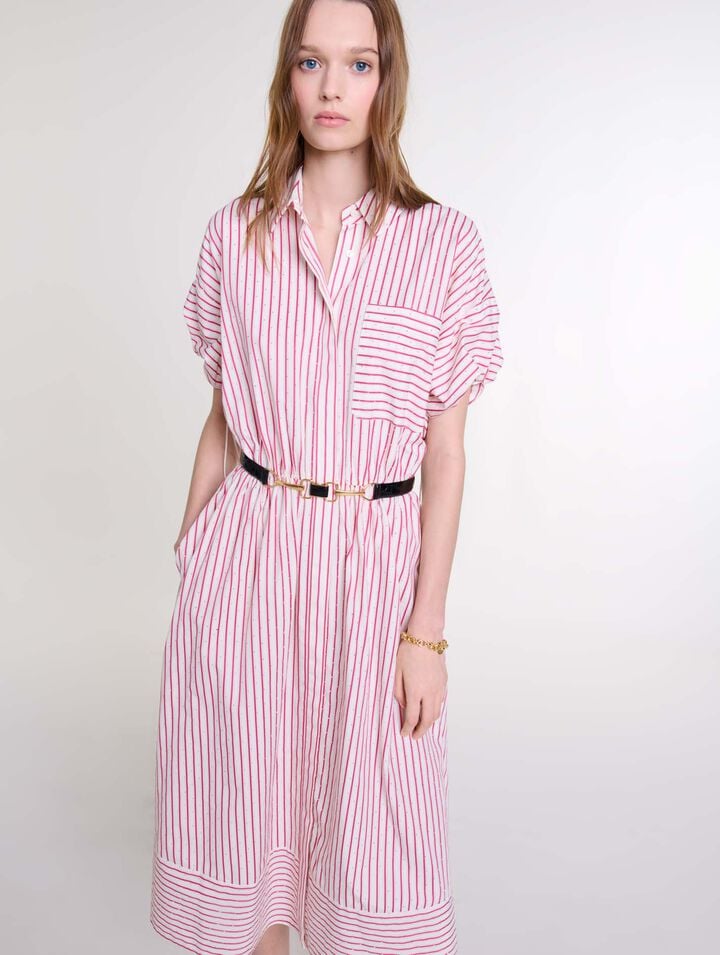 Robe longue à rayures et strass