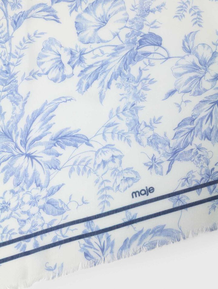 Ch&acirc;le en mix laine imprim&eacute; fleurs