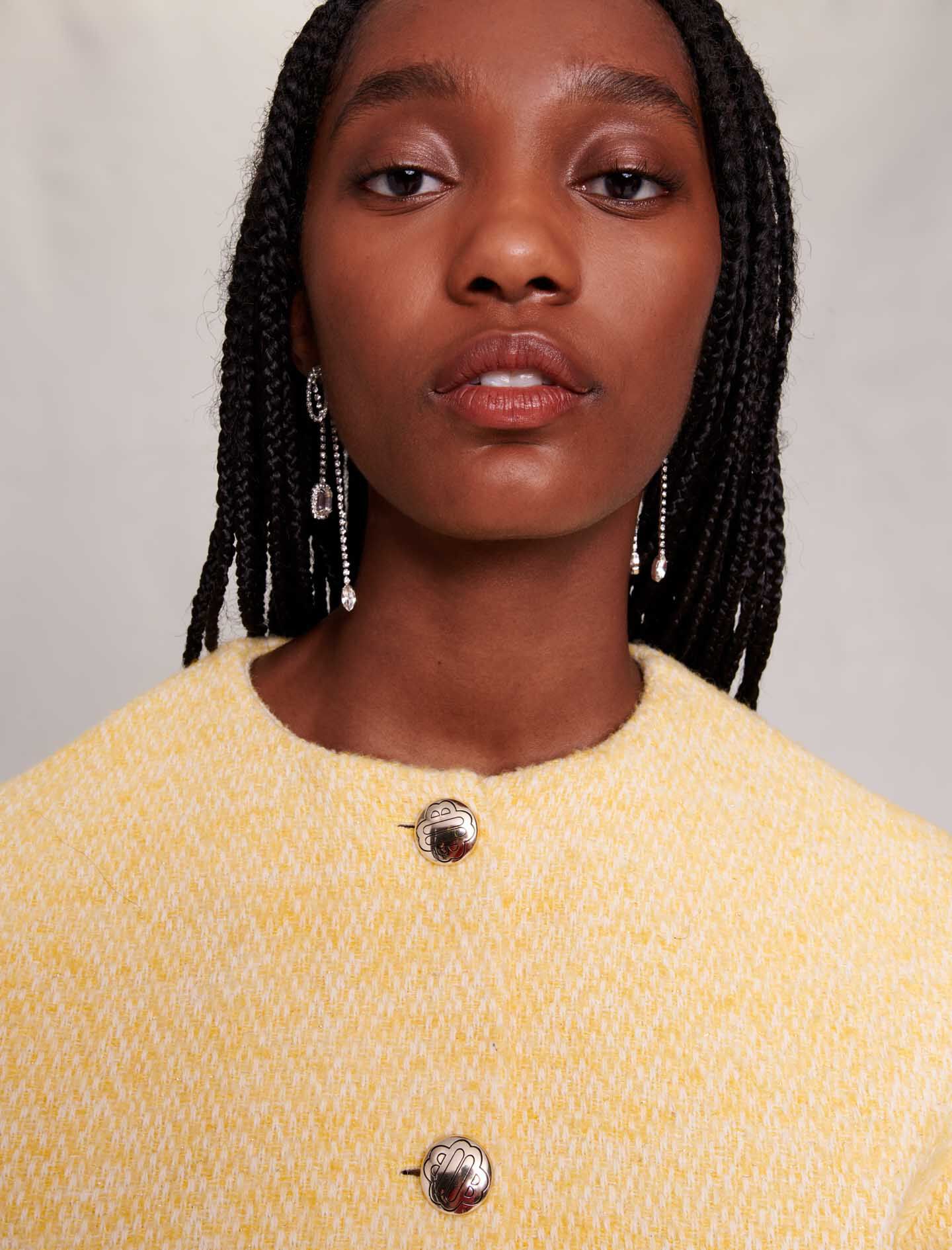 Maje yellow tweed jacket top