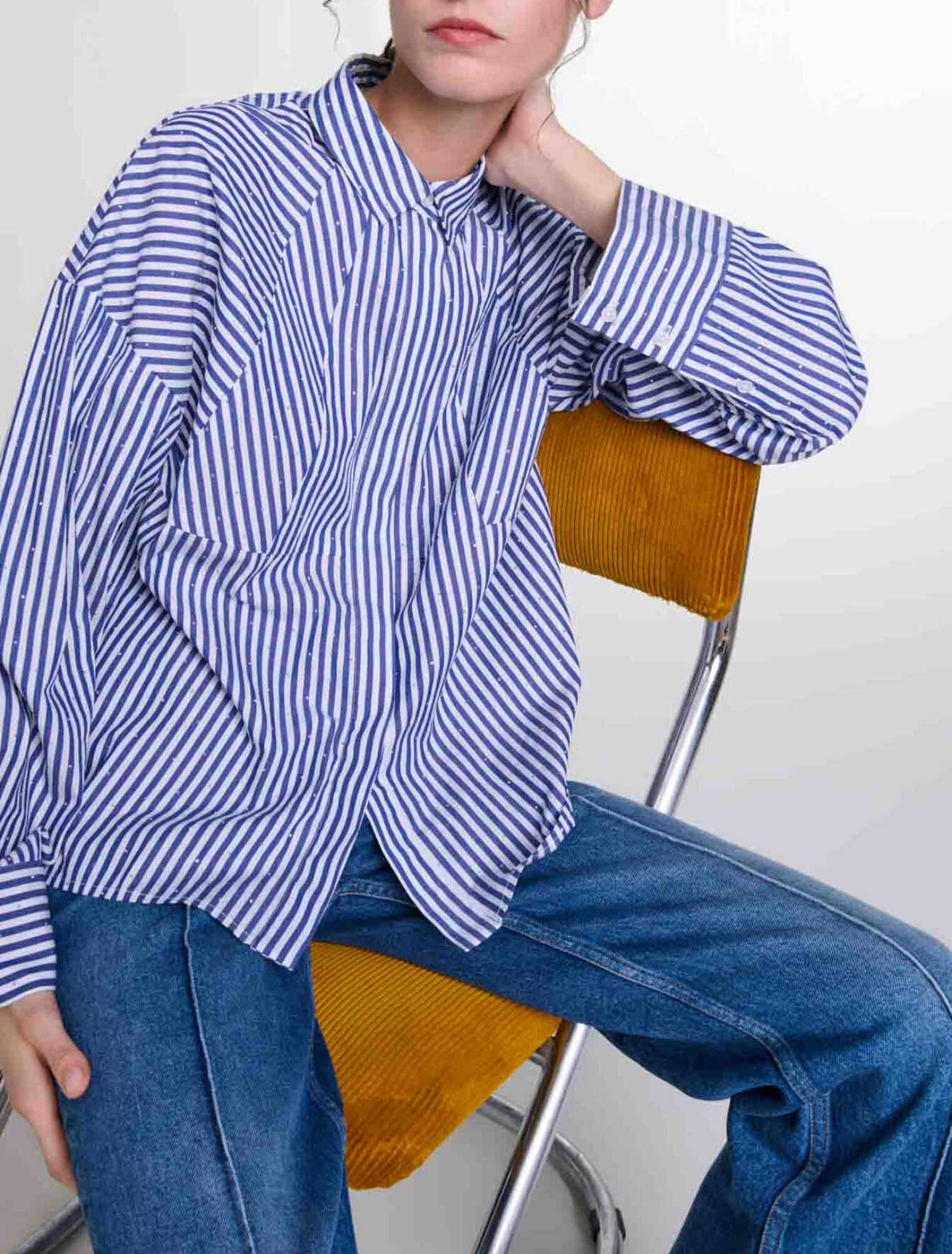Rhinestone striped shirt