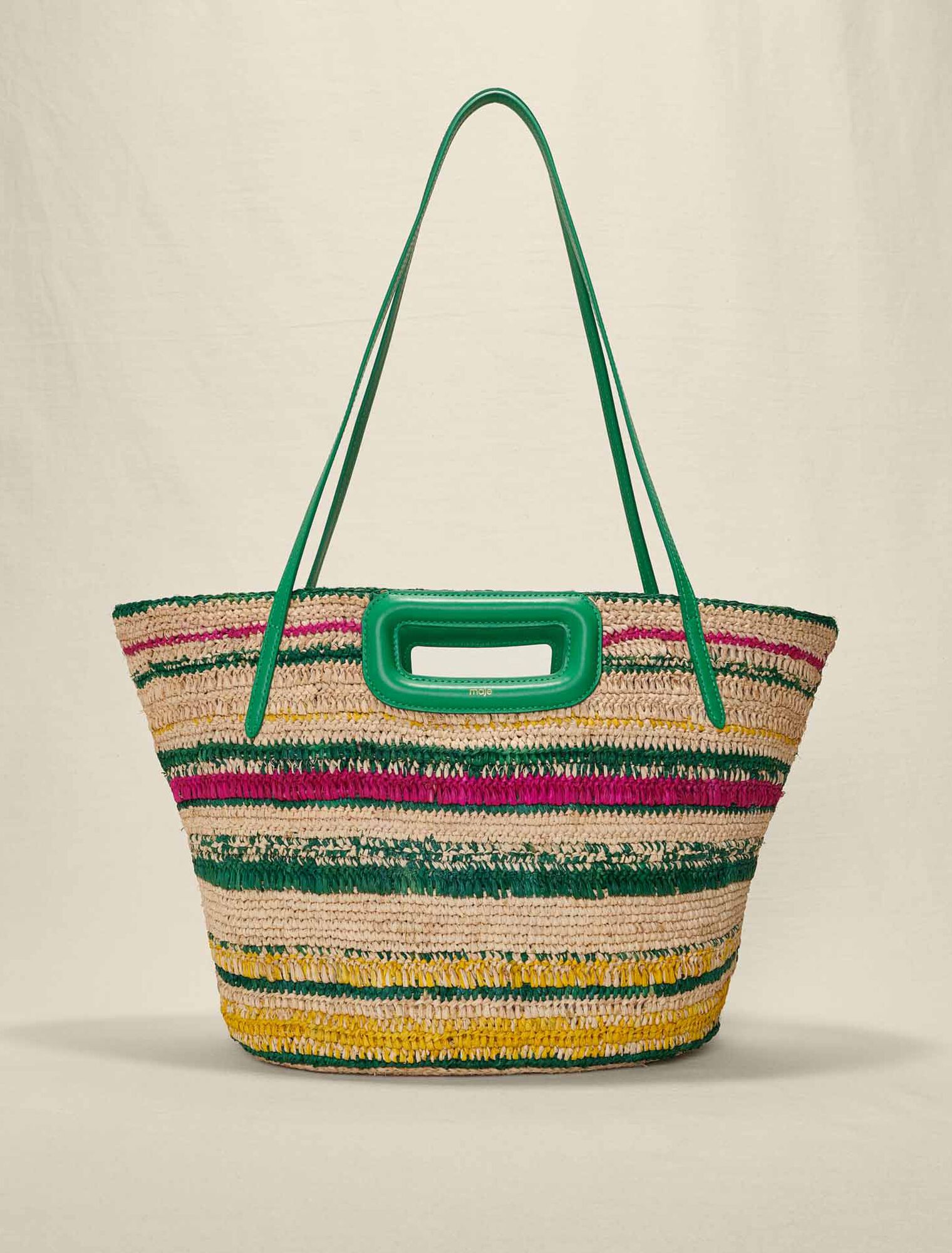Panier rayé en raphia
