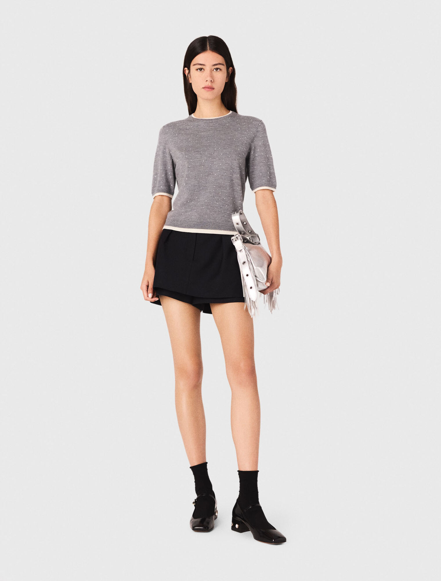 100% wool short-sleeve sweater